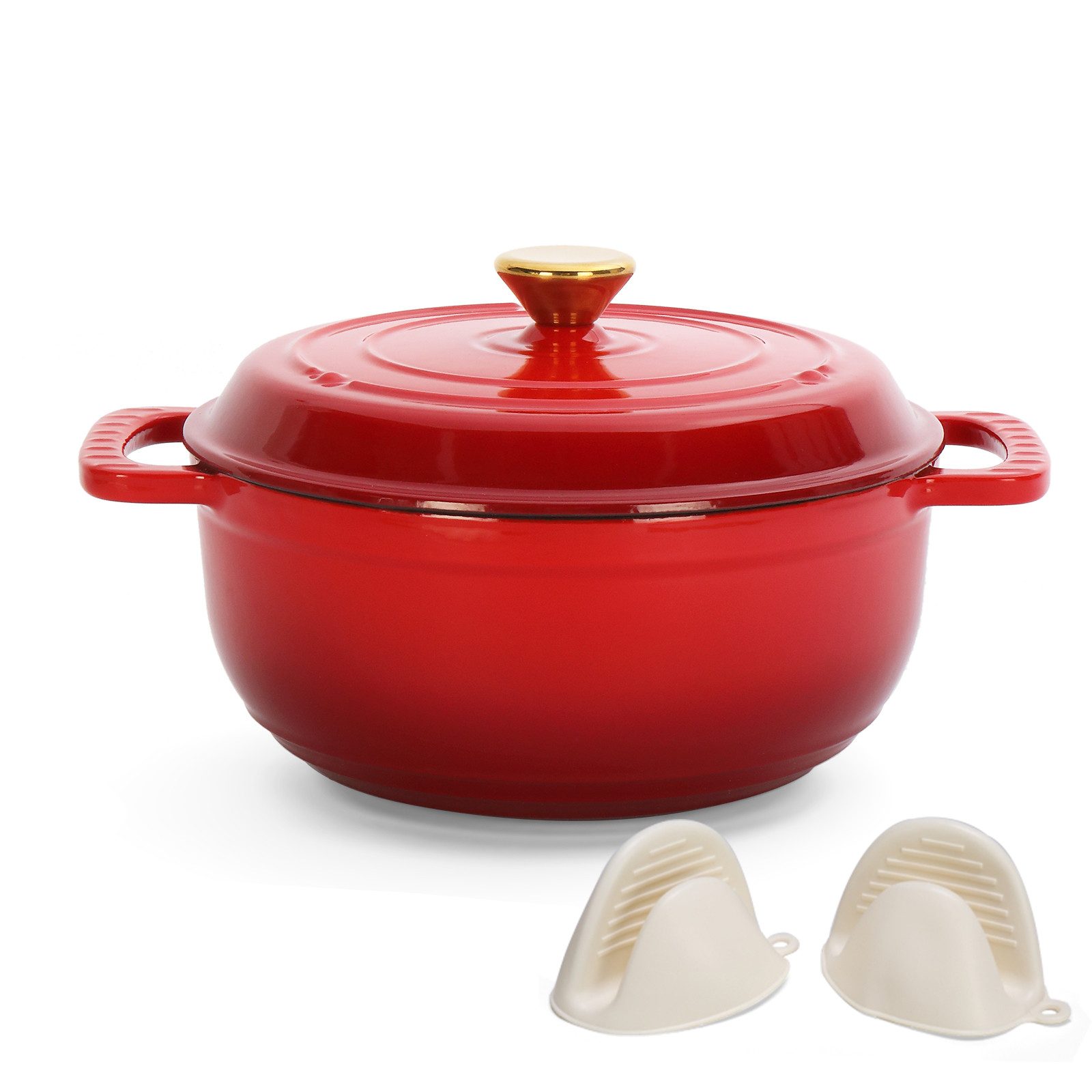 FANNOU Schmortopf Gusseisen Topf lc, 33cm groß, 4,7L, Bräter, Brotbacktopf Gusseisen, 3-fach Emaille