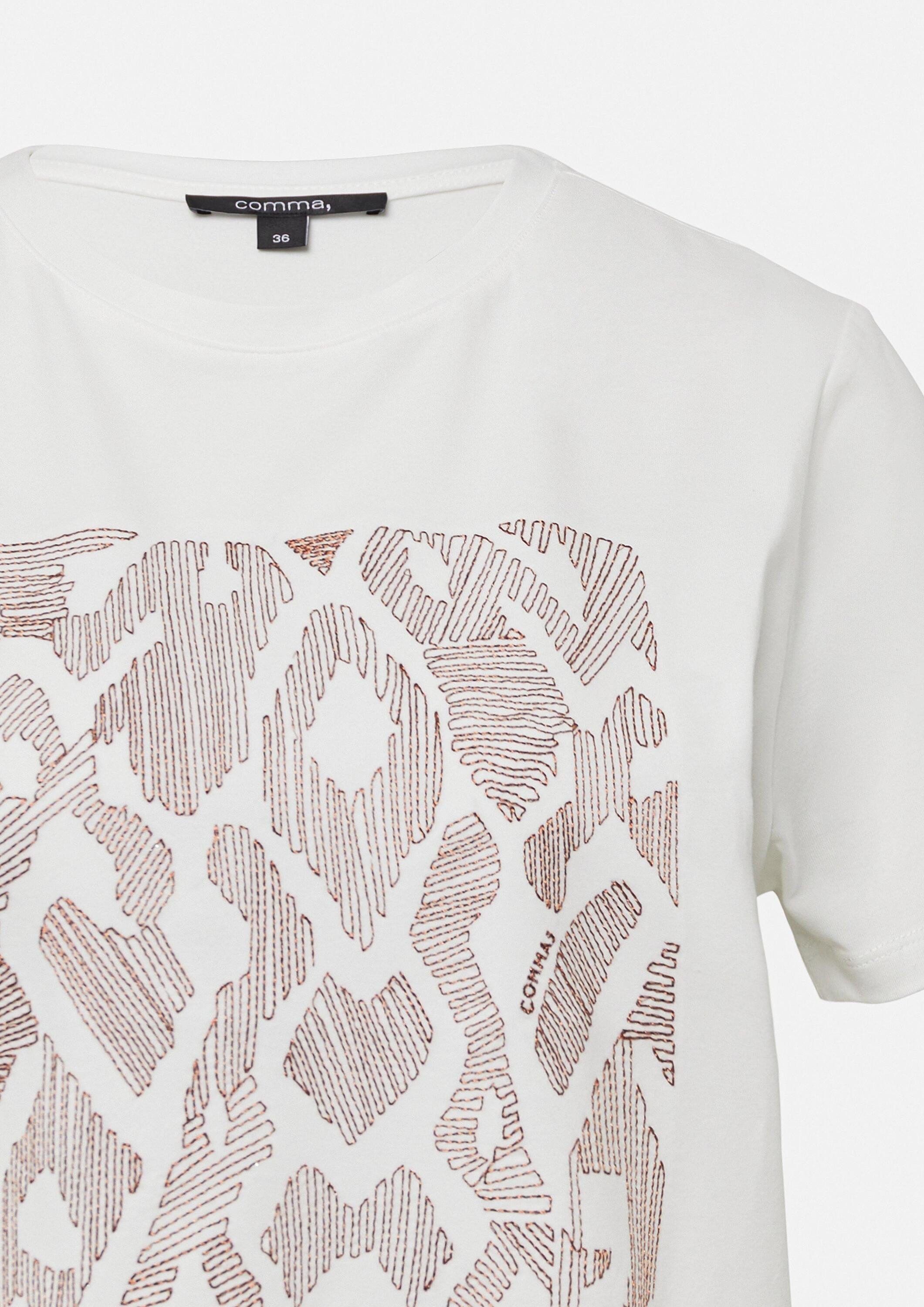 comma Kurzarmshirt T-Shirt T-Shirt aus Baumwollmix mit Artwork