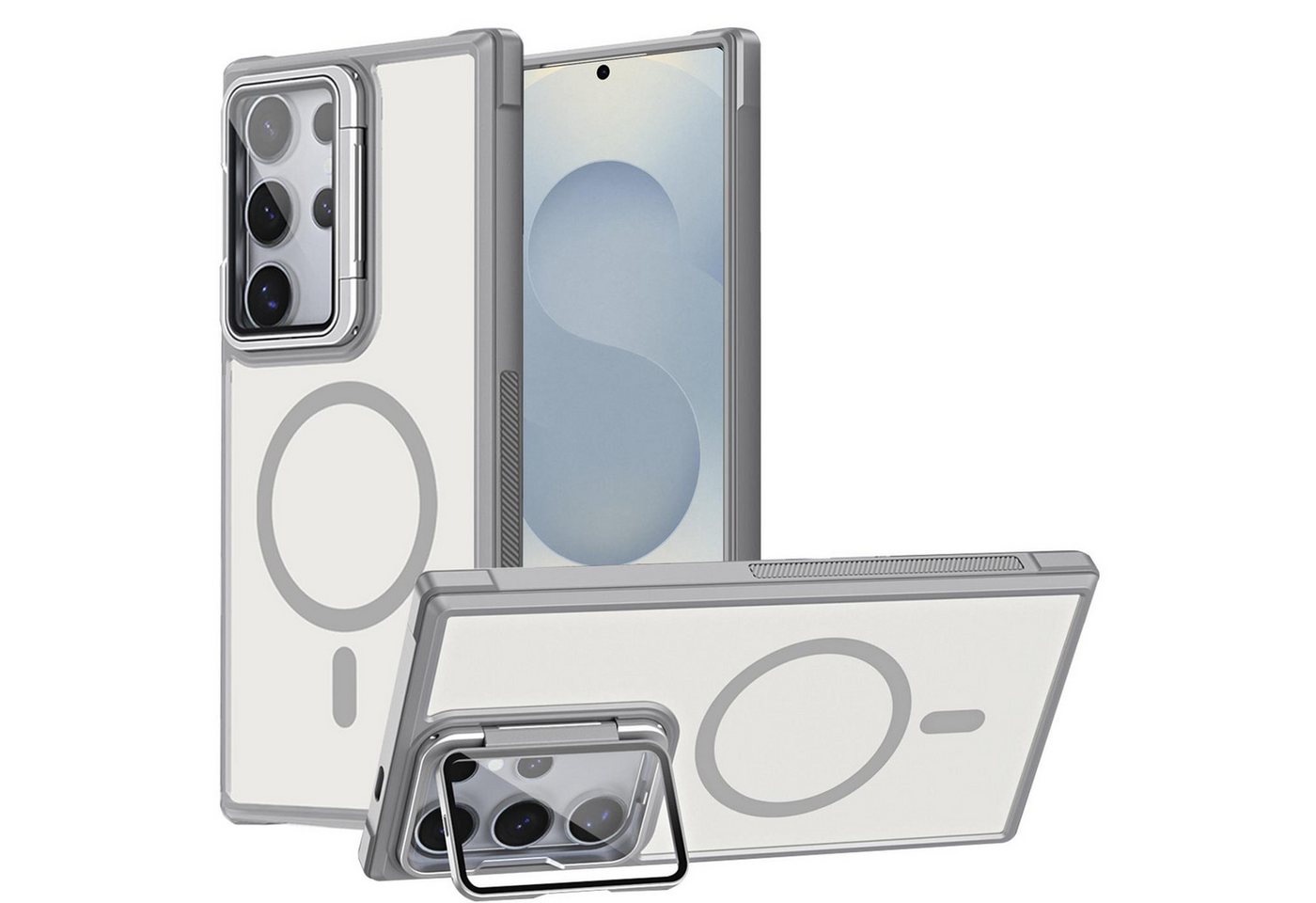 CoolGadget Handyhülle Hybrid CAM Handy Hülle für Samsung Galaxy S25 Ultra 6,9 Zoll, Kameraschutzglas klappbar Schutzhülle Metallring für Magsafe Zubehör