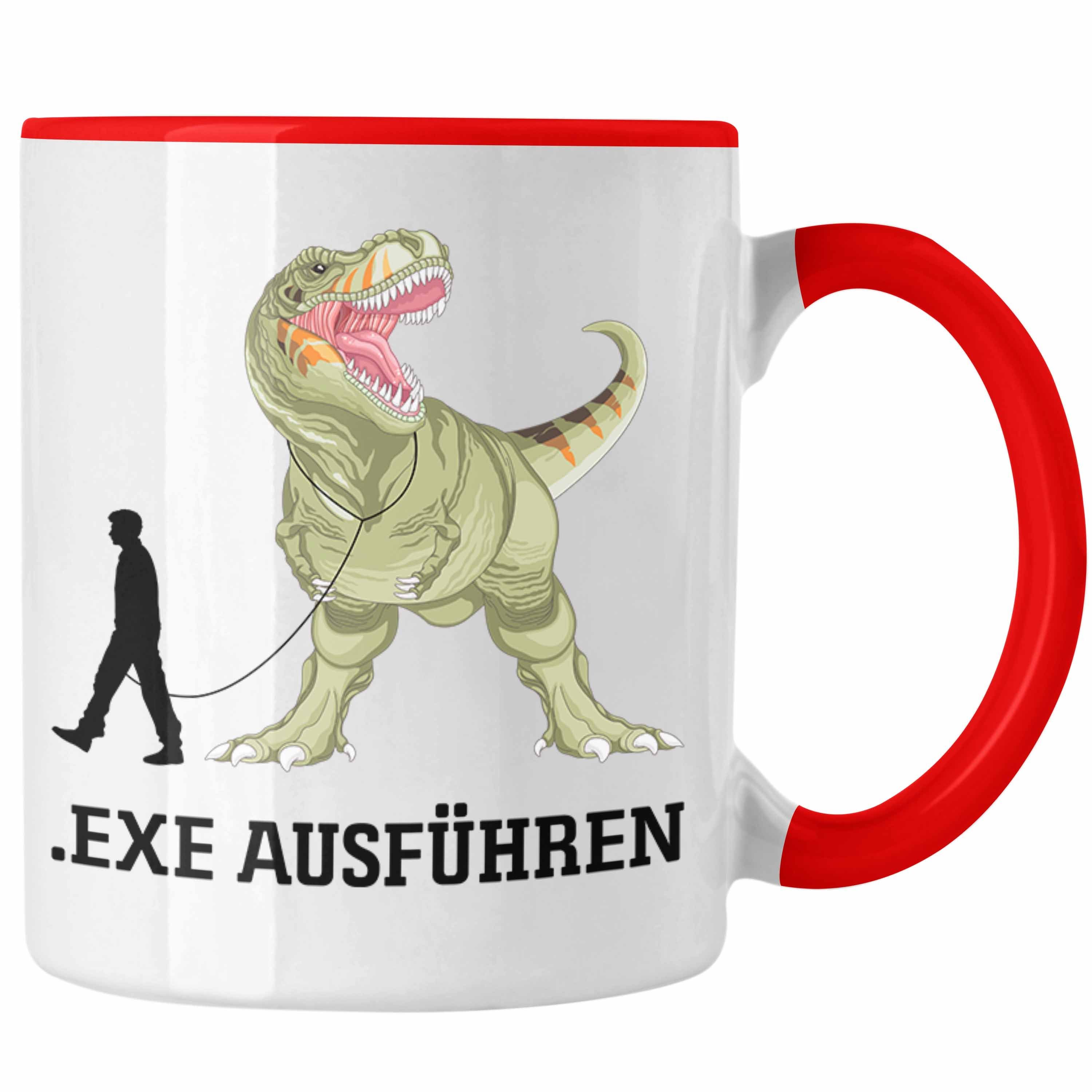 Trendation Tasse Admin Tasse Geschenk Programmierer Informatiker .Exe Ausführen Dinosau Rot | Tassen