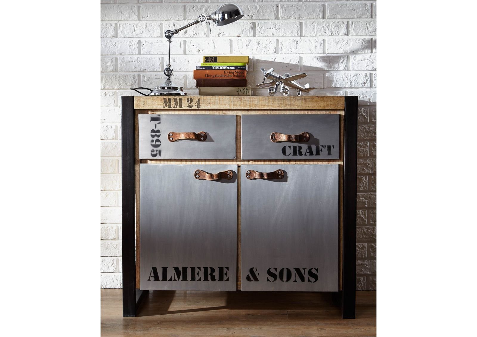 Massivmoebel24 Sideboard FACTORY (Massivholz), Sideboard Mango 90x40x85 natur bedruckt FACTORY #131