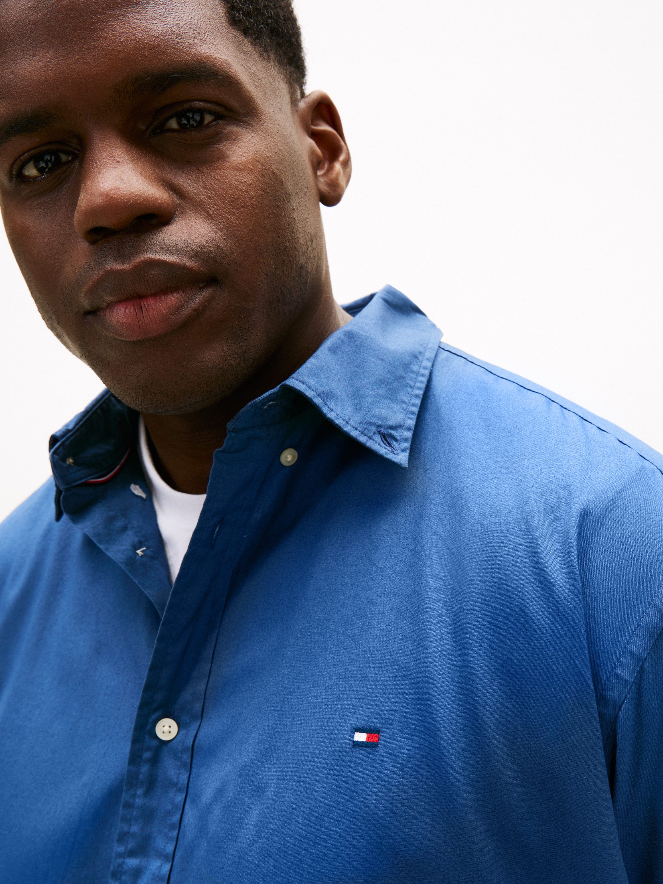 Tommy Hilfiger Big & Tall Langarmhemd BT - FLEX POPLIN SOLID Große Größen, Button-down-Kragen, regular fit