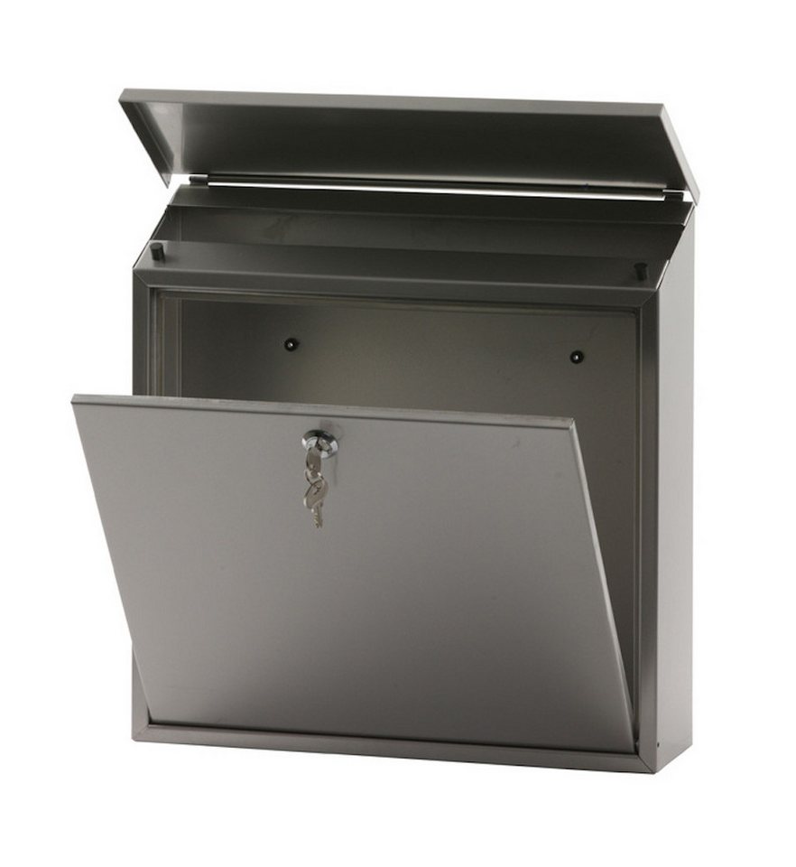 Thumbnail - PROREGAL® Wandbriefkasten Wandbriefkasten Malagan mit Zylinderschloss, Edelstahl / Silber