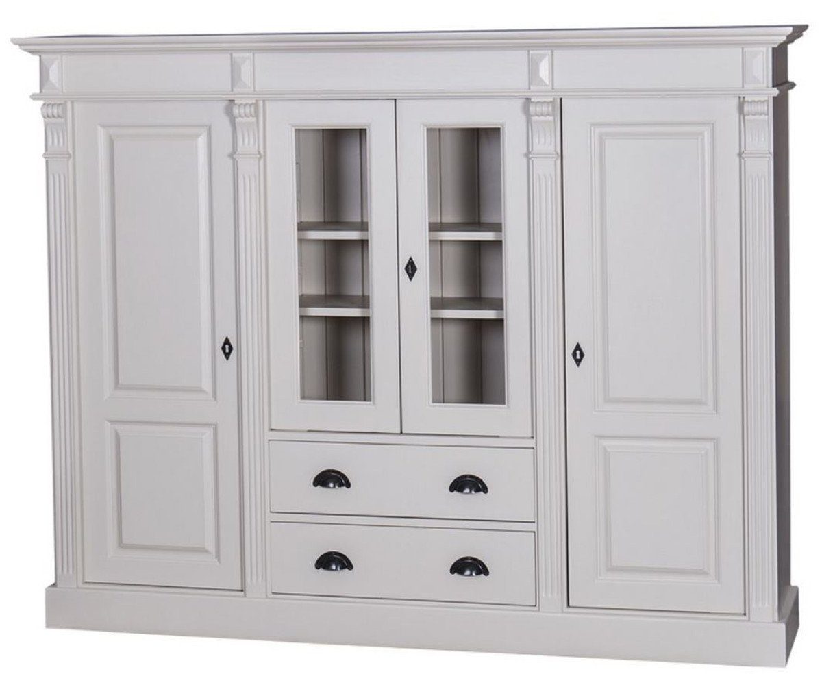 Casa Padrino Stauraumschrank Landhausstil Wohnzimmerschrank mit 4 Türen und 2 Schubladen Hellgrau 180 x 39 x H. 140 cm - Wohnzimmermöbel im Landhausstil