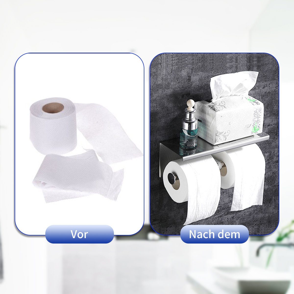 Toilettenpapierhalter 7Magic Ablage (Chromfarben), mit Handyhalter