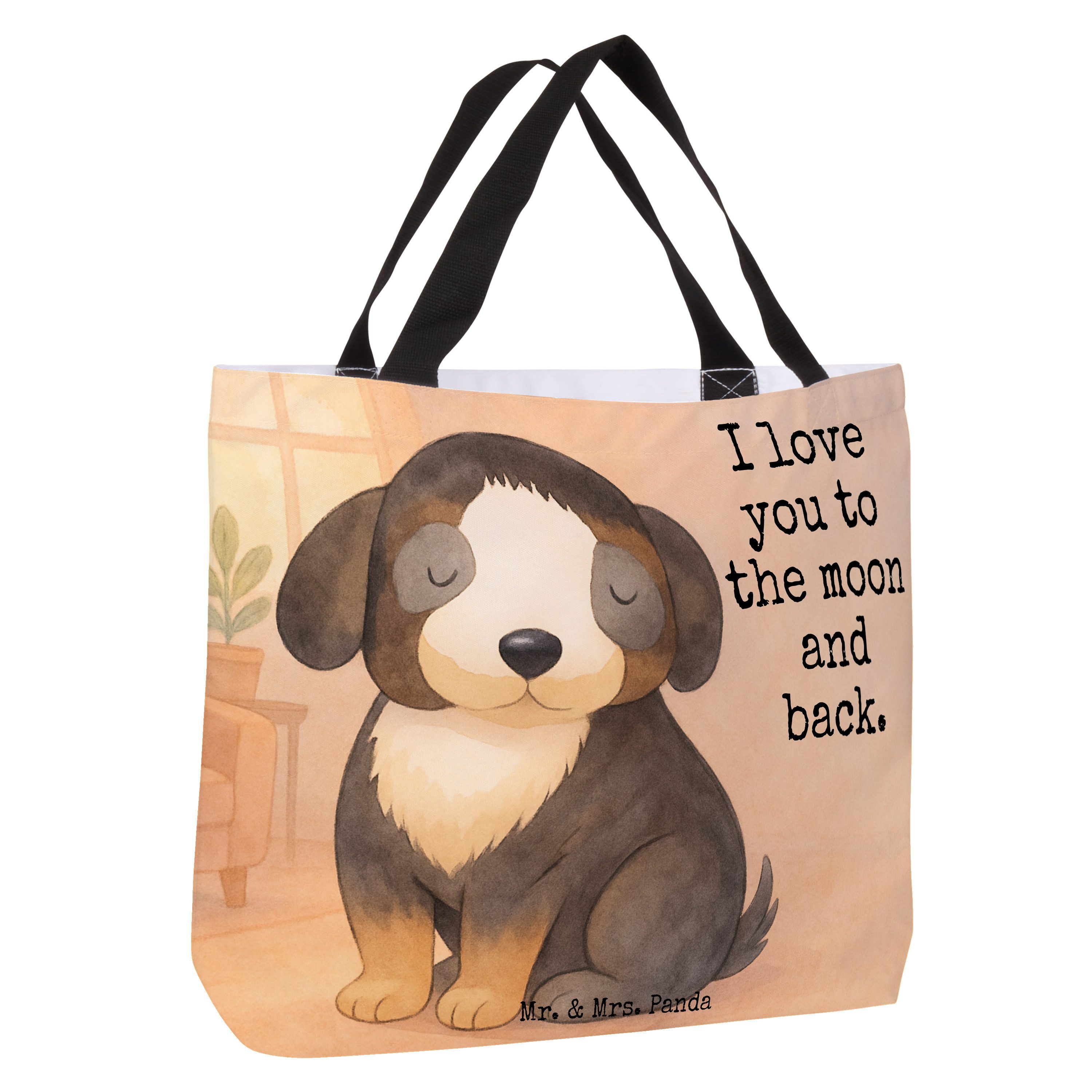 Mr. & Mrs. Panda Shopper Hund Entspannen Design, Schultasche, Weiß, Sprüche, Liebe, Einkaufsta (Packung), Tote Bag Vierbeiner Sprüche