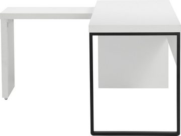 Places of Style Schreibtisch Maniago, Computertisch;, weißer Eckschreibtisch mit rollbarem Element, 140x81-131 cm