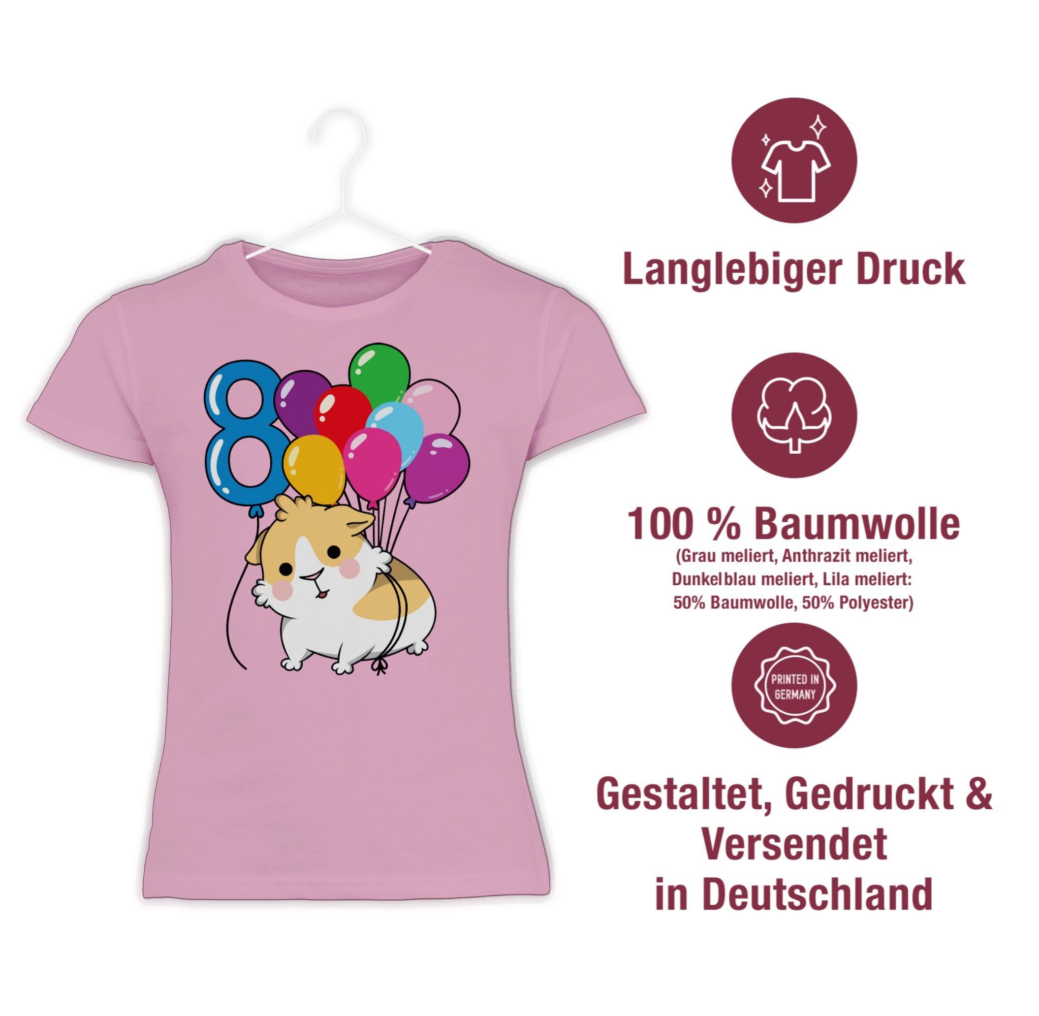 T-Shirt Rosa Geburtstag Meerschweinchen 3 Shirtracer 8. Acht