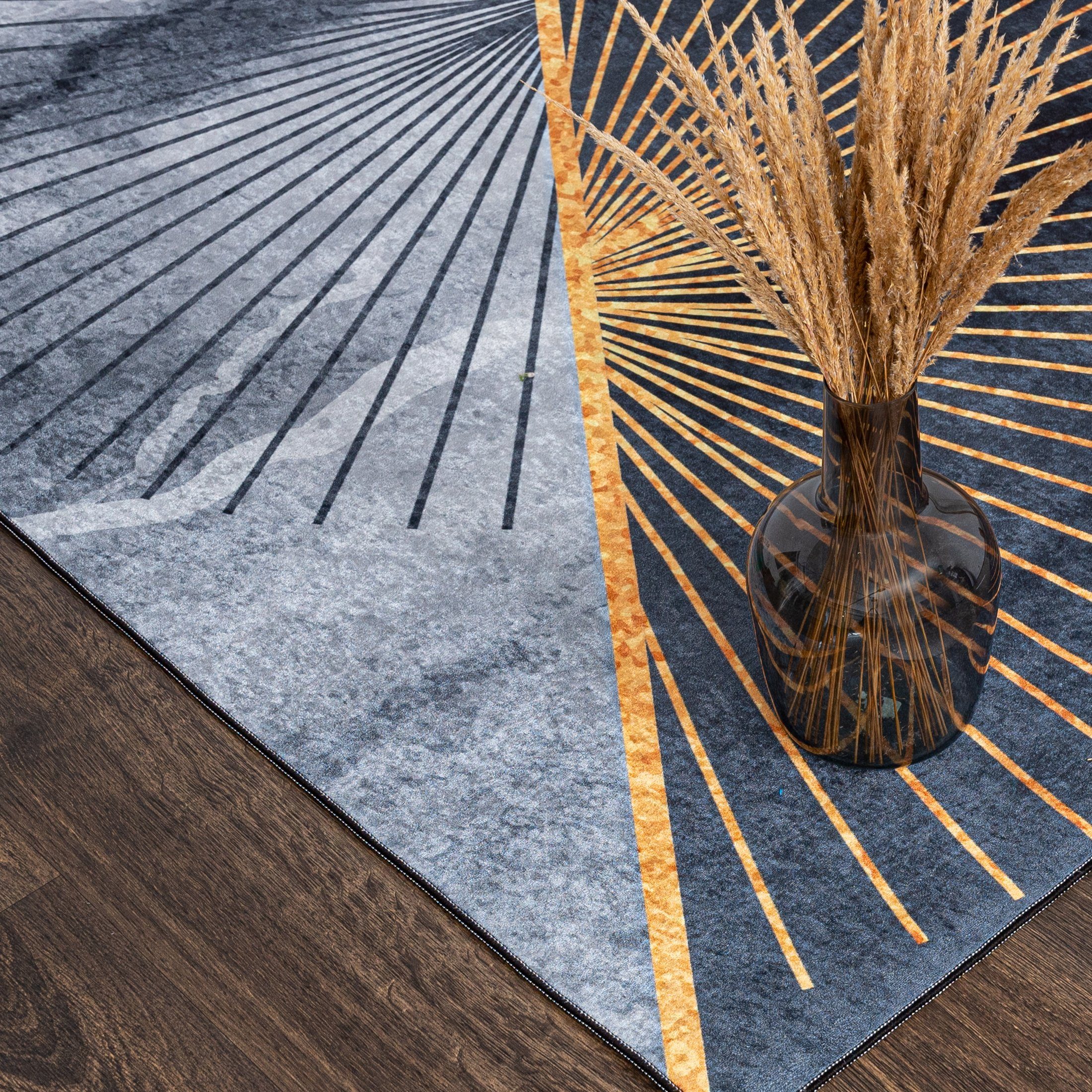 Mazovia Designteppich Modern Teppich für Wohnzimmer, Schlafzimmer, Esszimmer, 80 x 150 cm, Kurflor, Waschbar in Waschmaschine, Höhe 5 mm, Rutschfest