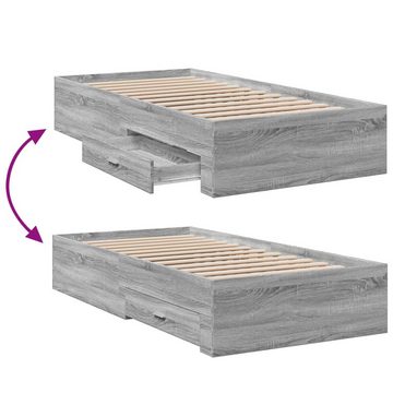 vidaXL Bett Bettgestell mit Schubladen Grau Sonoma 90x190 cm Holzwerkstoff