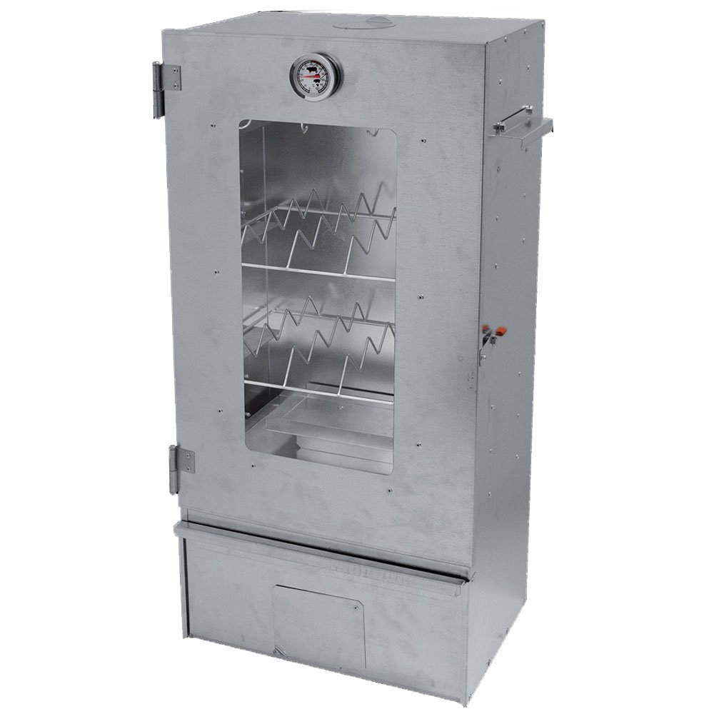 Kynast Räucherofen Räucherschrank 3 Etagen Räuchern Garen Räucherofen Thermometer, Stck, 1, Maße (L x B x H) : ca. 28 x 44 x 80 cm, Thermometer (0-200°C)