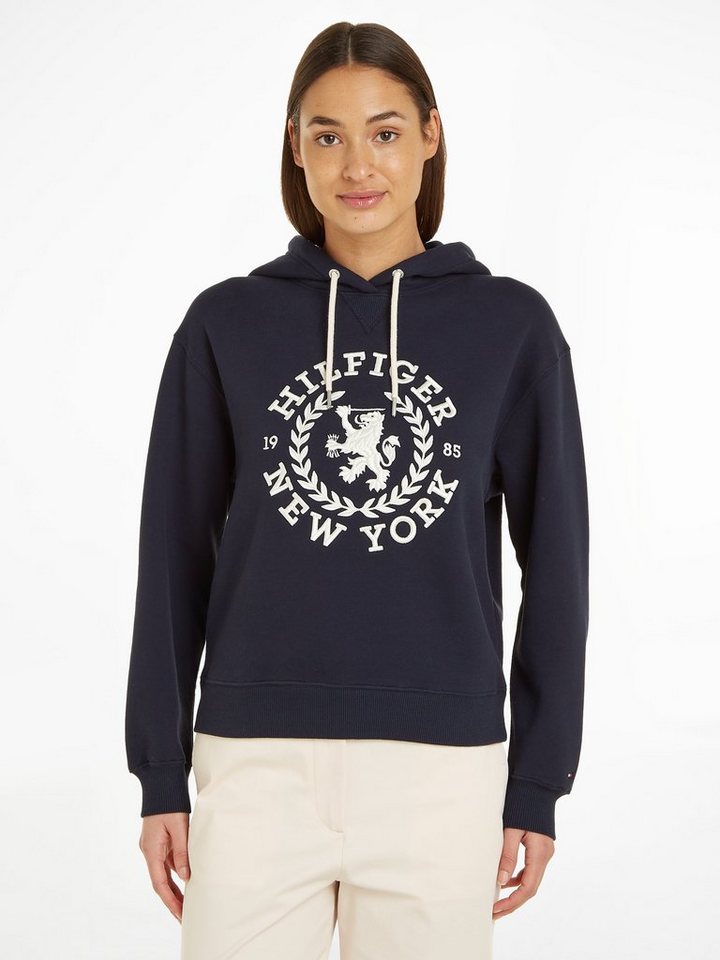 Tommy Hilfiger Kapuzensweatshirt REG CREST HOODIE mit gesticktem  Logoschriftzug