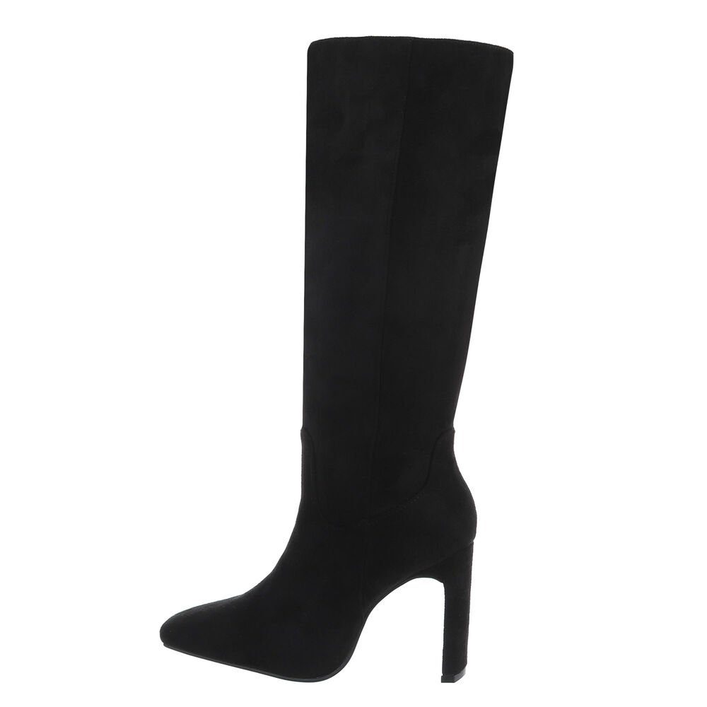 Ital-Design Damen Elegant High-Heel-Stiefel Blockabsatz High-Heel Stiefel in Schwarz