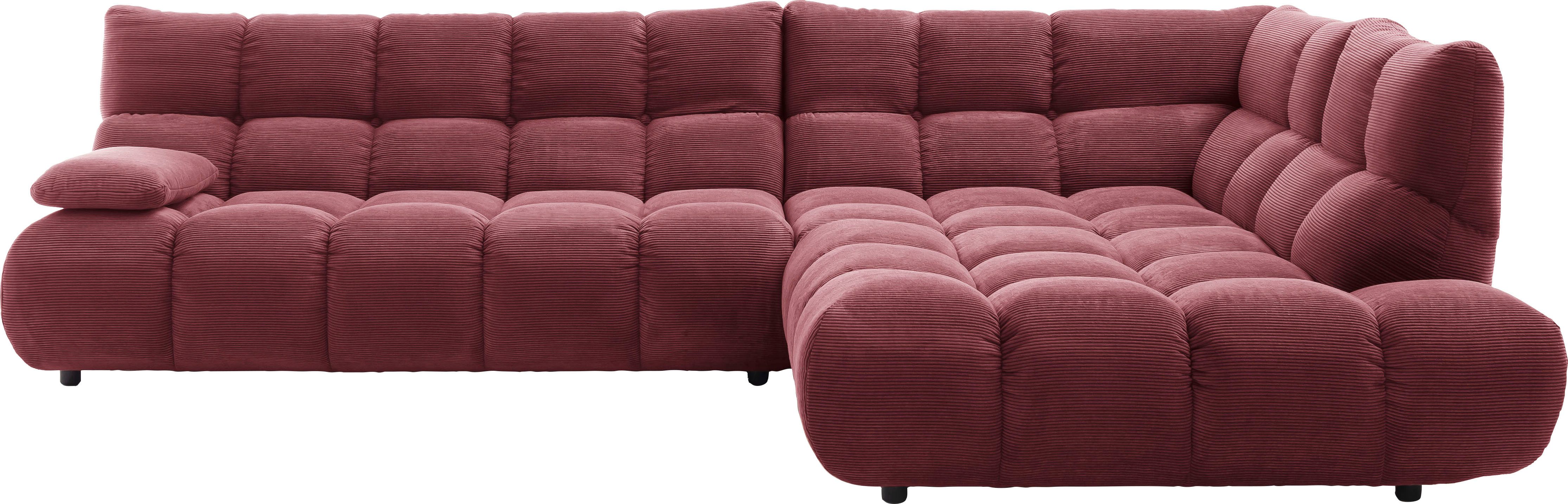 Home affaire Ecksofa Cozy Bubble, mit klappbarer Armlehne, Breite 324 cm, mit eleganter Steppung, Rundumbezug & weicher Polsterung
