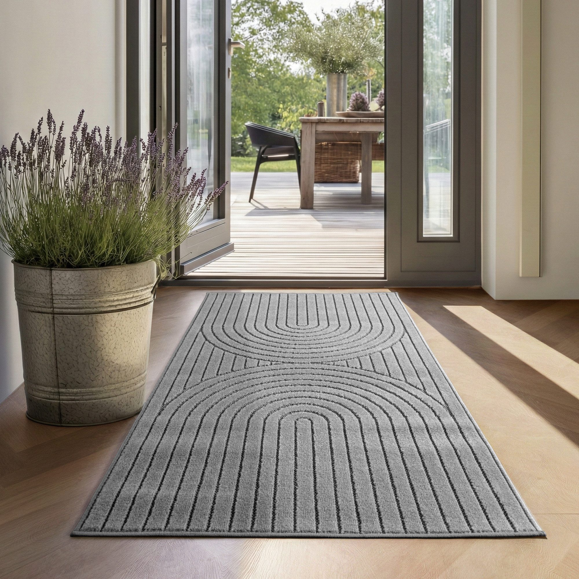 SIMPEX24 Outdoorteppich Skandinavischer 3D Design, Läufer, Höhe: 5 mm, Outdoor Teppich Wetterfest Modern Wohnzimmer Küchen Terrasse Balkon