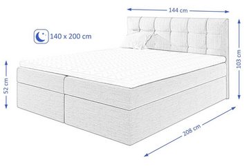 Beautysofa Boxspringbett Top1 (Bett für Schlafzimmer), 120, 140, 160, 180, 200 cm, mit 2x Bettkästen, Federkernmatratze