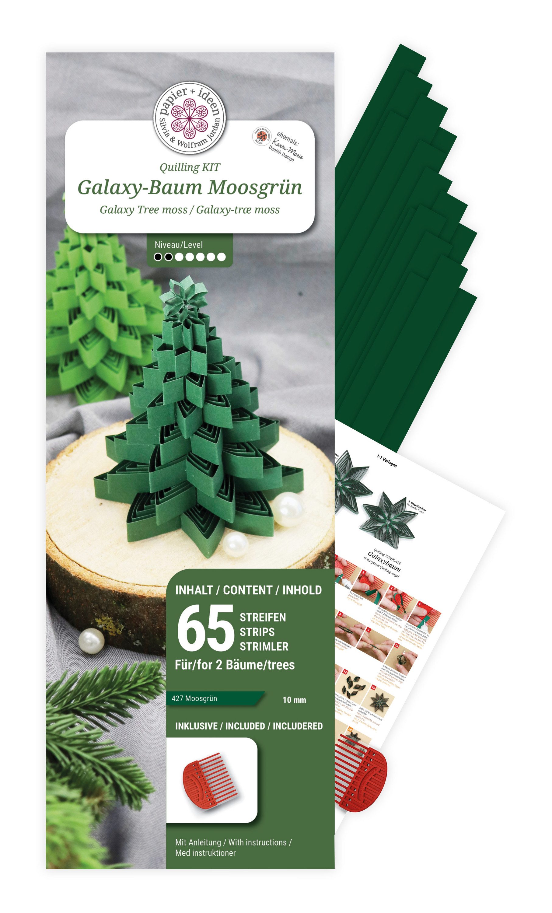 papier+ideen Bastelband Quilling-Set "Galaxy Baum", 45cm, 65 Stück