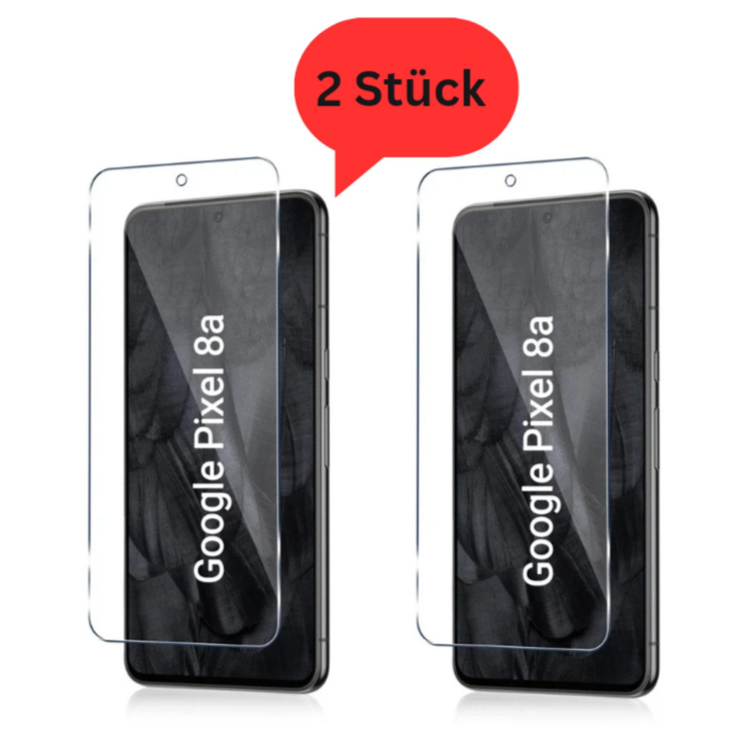CLM-Tech Displayschutzglas 2x Schutzfolie für Google Pixel 8a - Panzerfolie für Google Pixel 8a, - Panzerglas Folie - Anti-Fingerabdruck und kratzfest -, 2 Stück, Unterstützt Fingerabdruck-ID