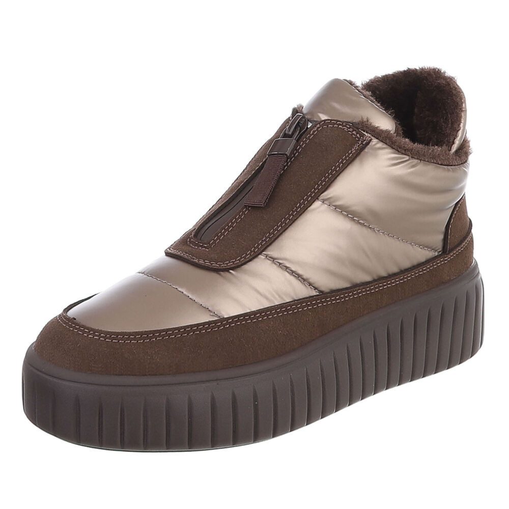 Ital-Design Damen Winter-Sneaker mit Plateau und Reißverschluss Snowboots (92497430) Flach Stiefeletten in Braun