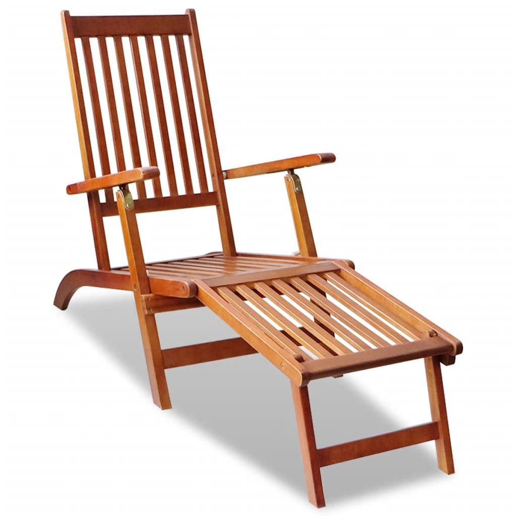 vidaXL Gartenlounge-Sessel Liegestuhl mit Fußablage Akazie Massivholz Gartenliege Sonnenliege Hol