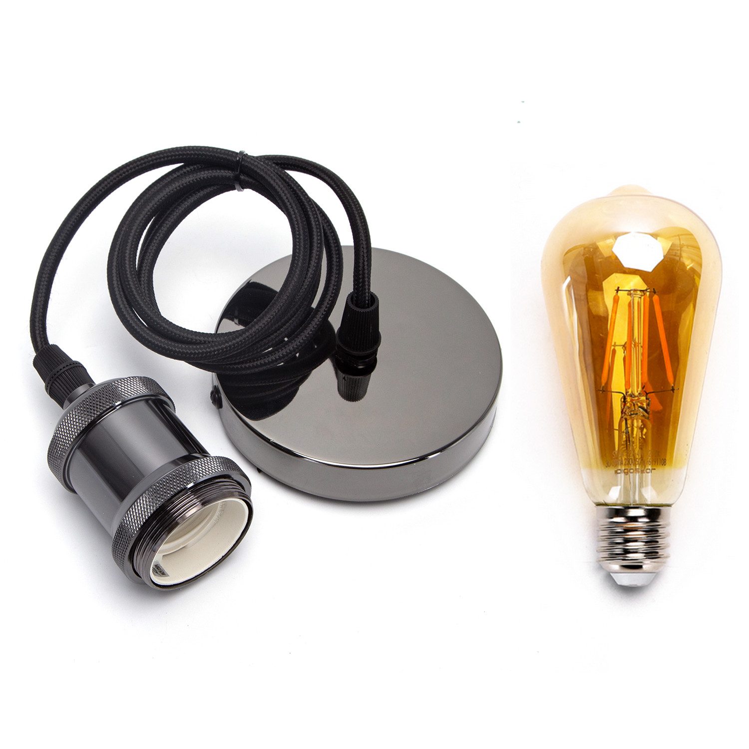 Aigostar LED-Leuchtmittel E27 Lampenfassungen Pendelleuchte Hängelampe Vintage Retro LED Leuchte, Nostalgie Retro Lampenfassung E27 inkl.6W LED Filament Leuchtmittel