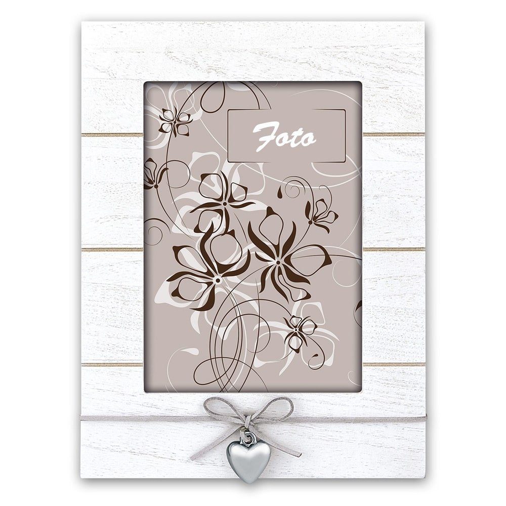 matches21 HOME & HOBBY Bilderrahmen Vintage Holz Bilderrahmen rechteckig weiss für 10x15 cm, Wand-Deko Fotorahmen im Hochformat zum Stellen