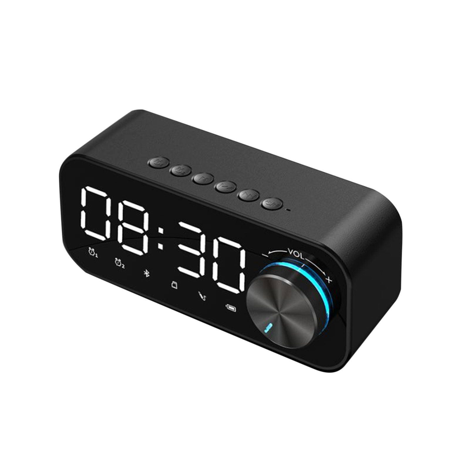AUKUU Wecker Wecker Digitaler Radio-Wecker Bluetooth-Lautsprecheruhr mit Zeit- und Alarm-LED-Anzeige und Spiegelfläche für den Schreibtisch schwarz