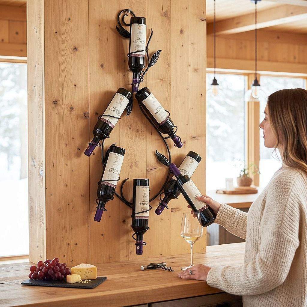 DanDiBo Weinregal "Natura" 100 cm aus Metall Flaschenständer Wandregal Flaschenhalter