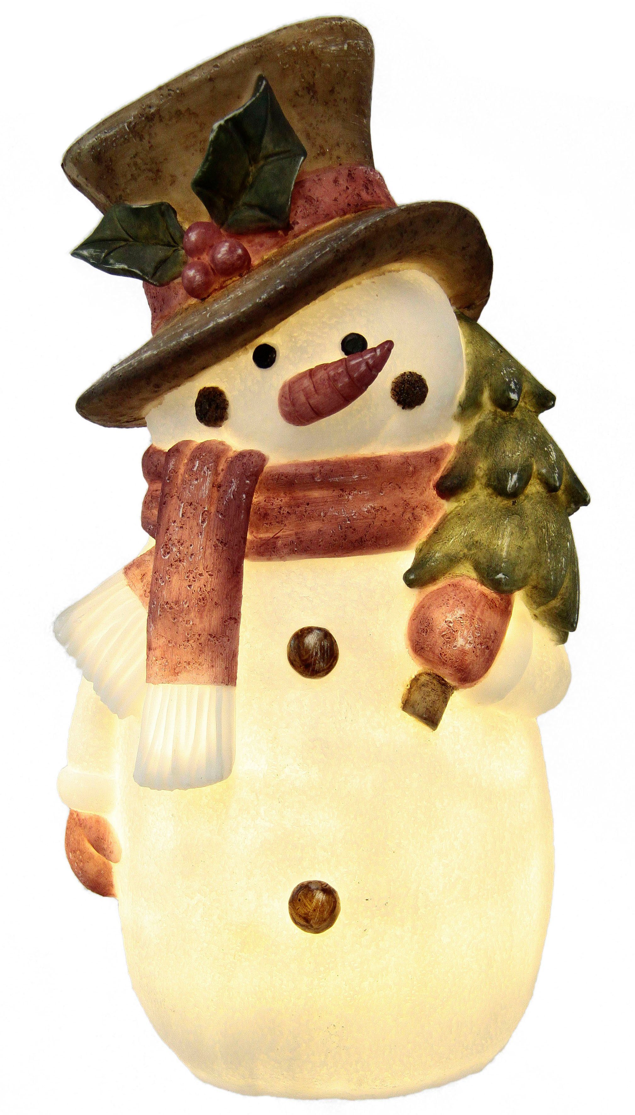 I.GE.A. LED Dekofigur Schneemann, LED fest integriert, Warmweiß,  Weihnachtsdeko aus Polyresin, Höhe ca. 37 cm