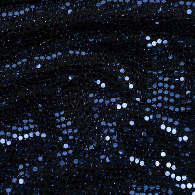 SCHÖNER LEBEN. Stoff Bekleidungsstoff Stretch Lurex Pailletten Glitzer schwarz blau 1,45m, mit Metallic-Effekt