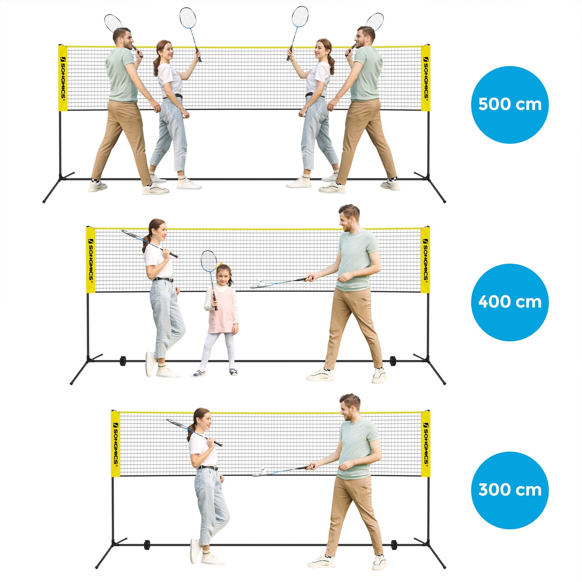 Ausrüstung  SONGMICS Badmintonnetz SYQ400Y, 4 m Badmintonnetz, Tennisnetz, höhenverstellbar
