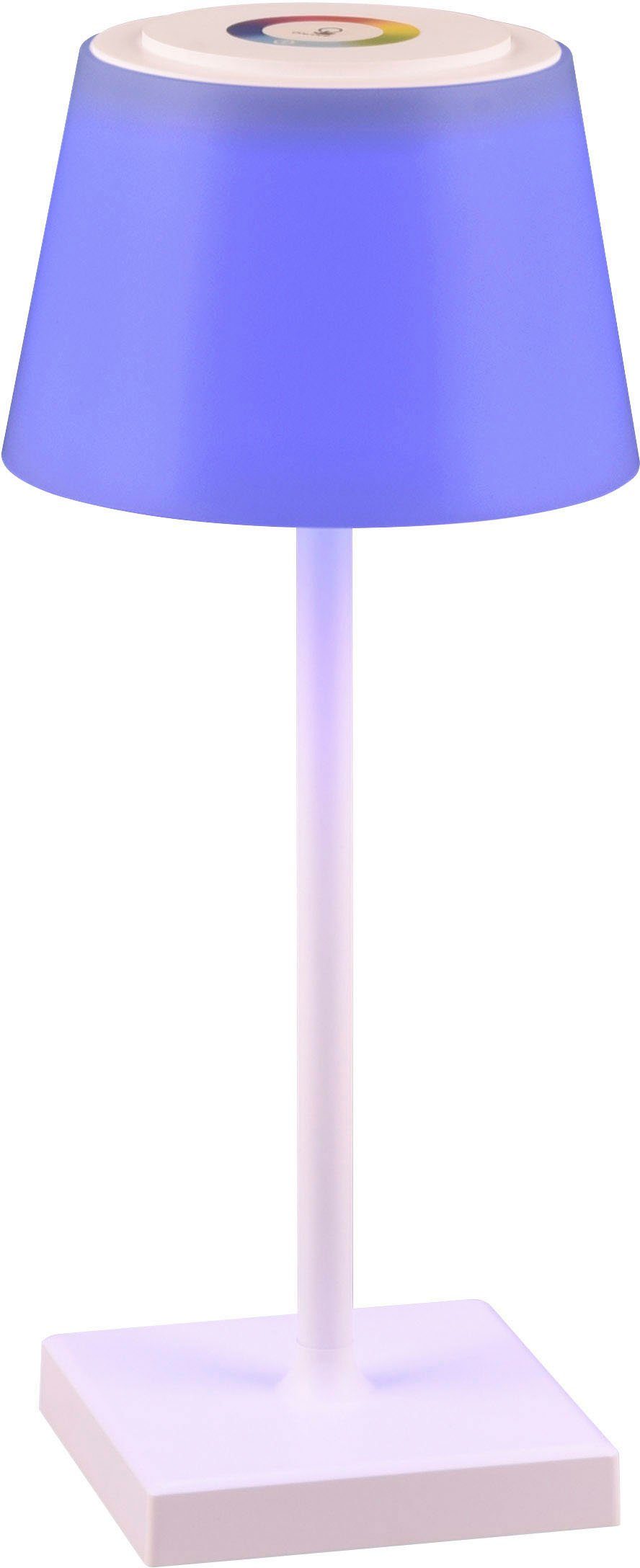 TRIO Leuchten LED Außen-Tischleuchte Sanchez, Garten Farbwechsler, Akku weiß einstellbar matt Lichtfarbe RGB dimmbar integriert, Farbwechsel Dimmfunktion, LED USB-Ladefunktion, Tischlampe fest