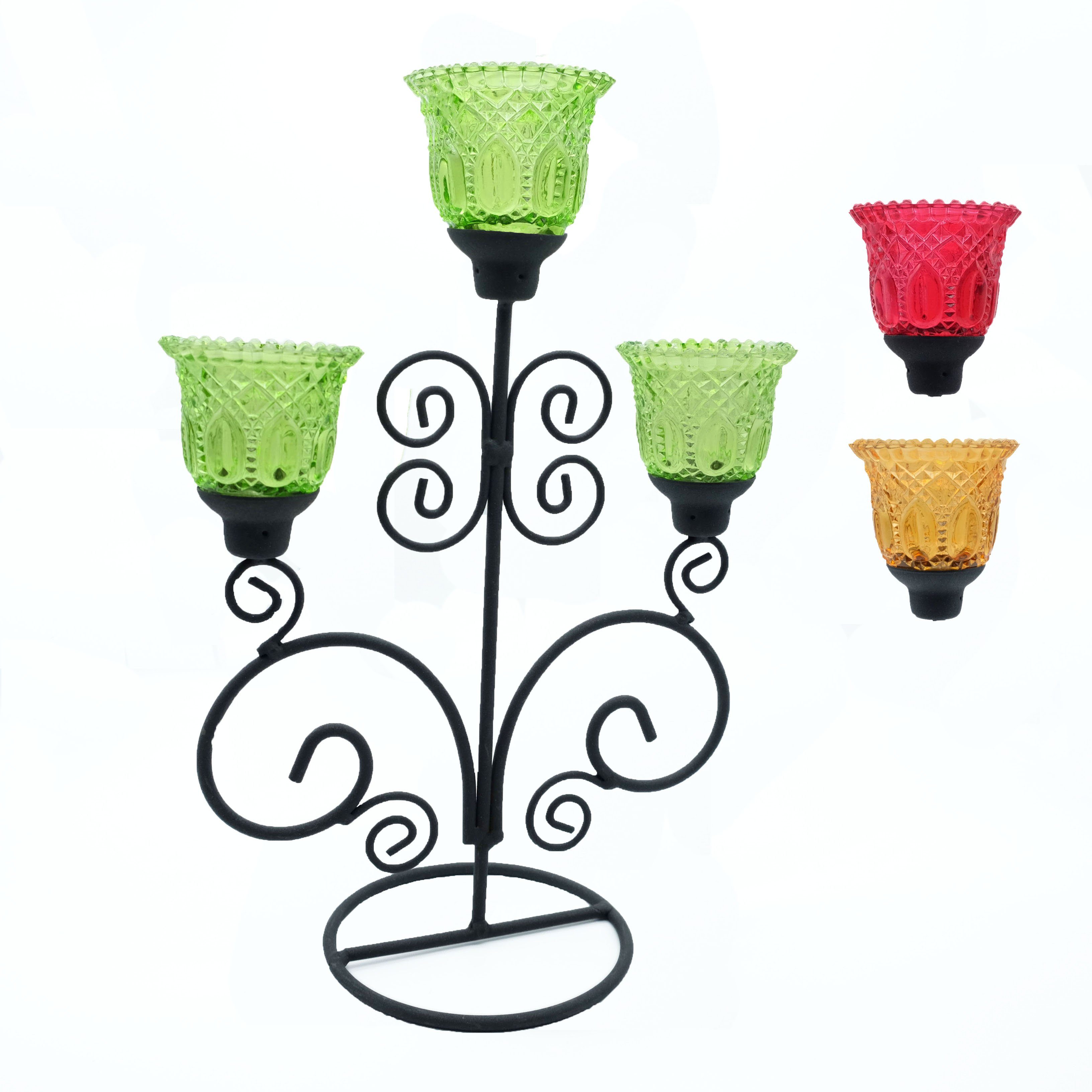 Teelichthalter DeColibri Kerzenhalter, standfest Kerzenständer, Glas, grün Kerzenständer