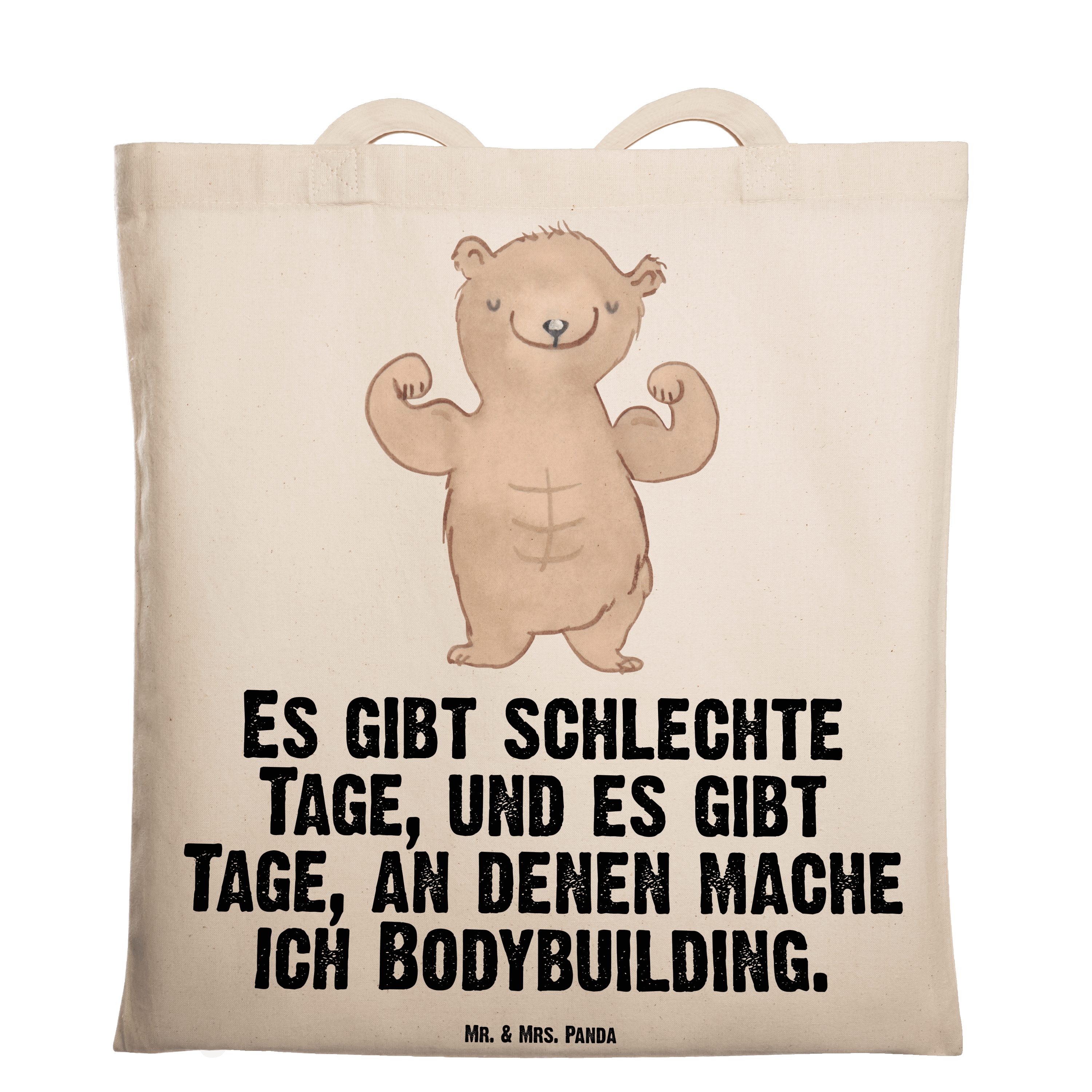 Mr. & Mrs. Panda Tragetasche Bär Bodybuilding Tage - Transparent - Geschenk, Körpergestaltung, Jut (1-tlg)