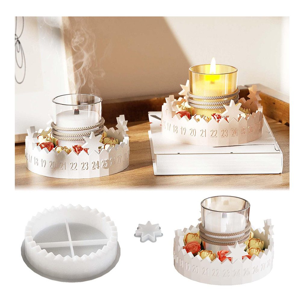 CLTYQ Modellierwerkzeug Gießformen Silikon Adventskranz,Gießform Adventskalender, (2 St), Silikonformen Gießformen Stern Silikonform für Kerzen Aus Gips