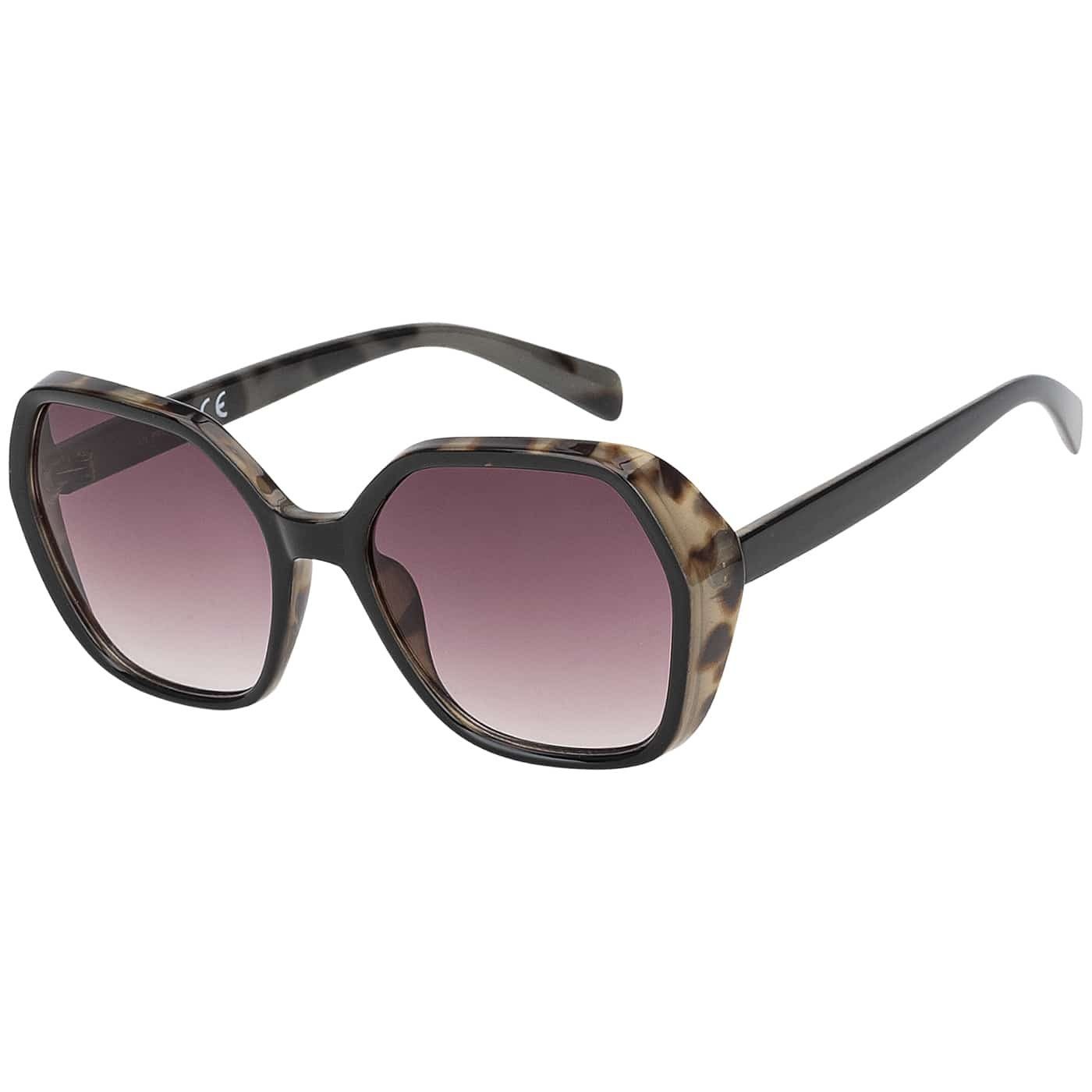 BEZLIT Eyewear Sonnenbrille Große Designer Damen Sonnenbrille (1-St) mit violetten Linsen Schwarz-Grau