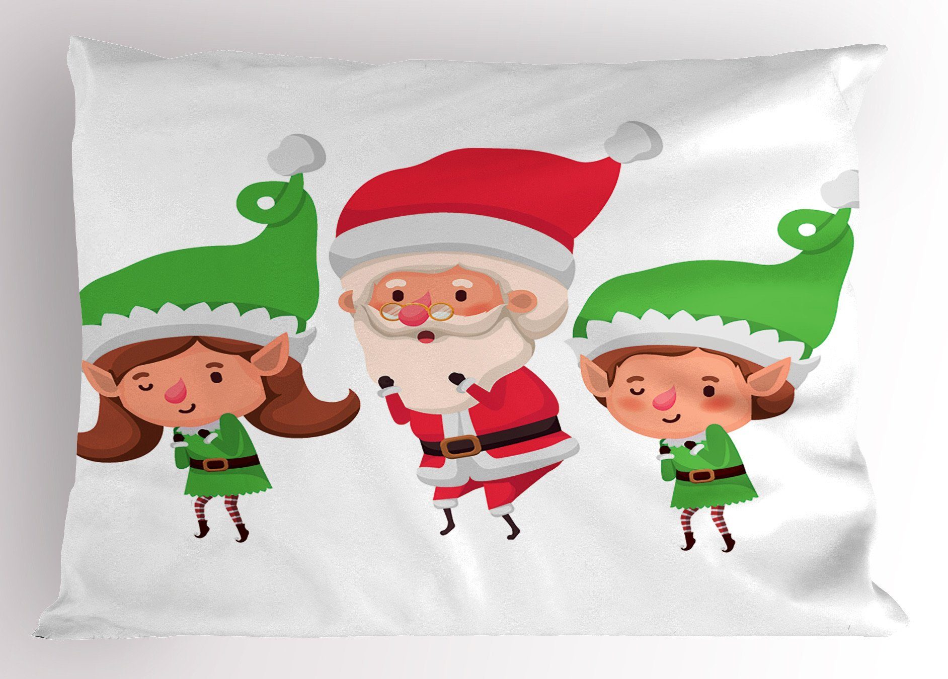 Kissenbezüge Dekorativer Standard King Size Gedruckter Kissenbezug, Abakuhaus (1 Stück), Elf Junge Mädchen und Junge Weihnachtsmann
