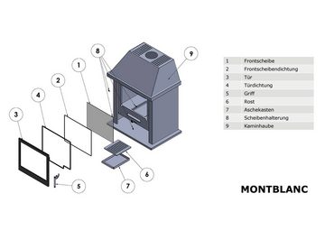 Panadero Kaminofen Kaminofen Mont Blanc Ecodesign, 9,8 kW, Zeitbrand