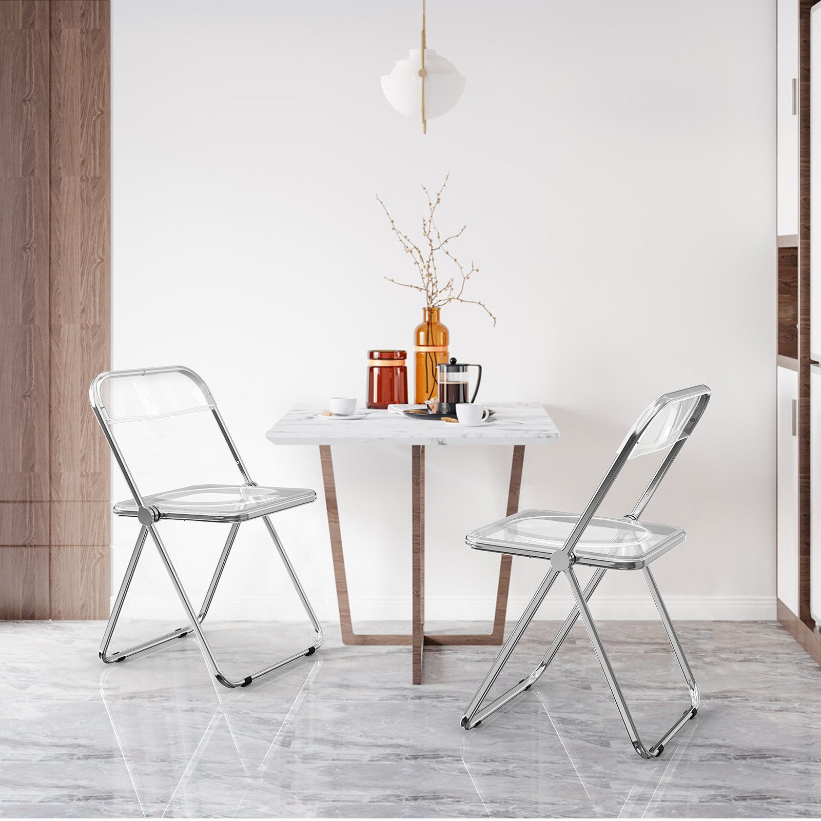 VINGLI Klappstuhl 2er/4er/6er/8er/10/12er Set, Klappstühle aus Metall & Kunststoff (2 St), für Innen- & Außenbereich, bis 159KG, Schwarz/Weiß/Transparent – Bild 5 von 5
