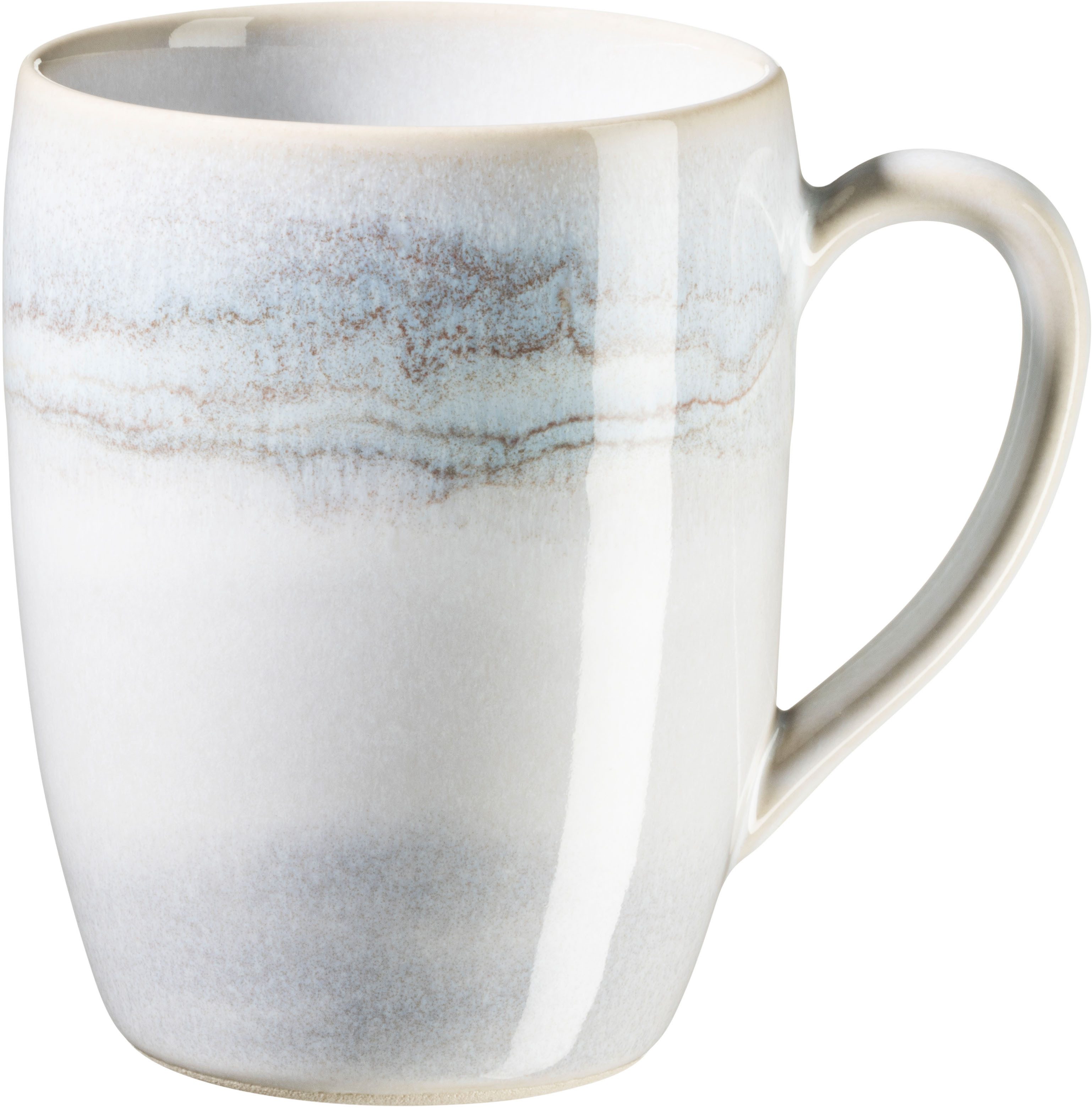 Gipfelstück Becher Tiefer See, 4-tlg., Steinzeug, Scandi-Style, Reaktivglasur, jedes Stück ein Unikat, 4-teilig
