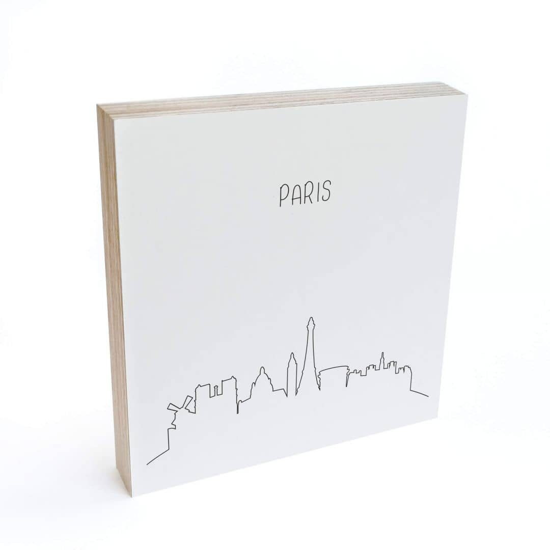 K&L Wall Art Holzbild Tischdeko Skyline Paris Wohnzimmer Buchstaben Deko, Fensterbank Schild modern