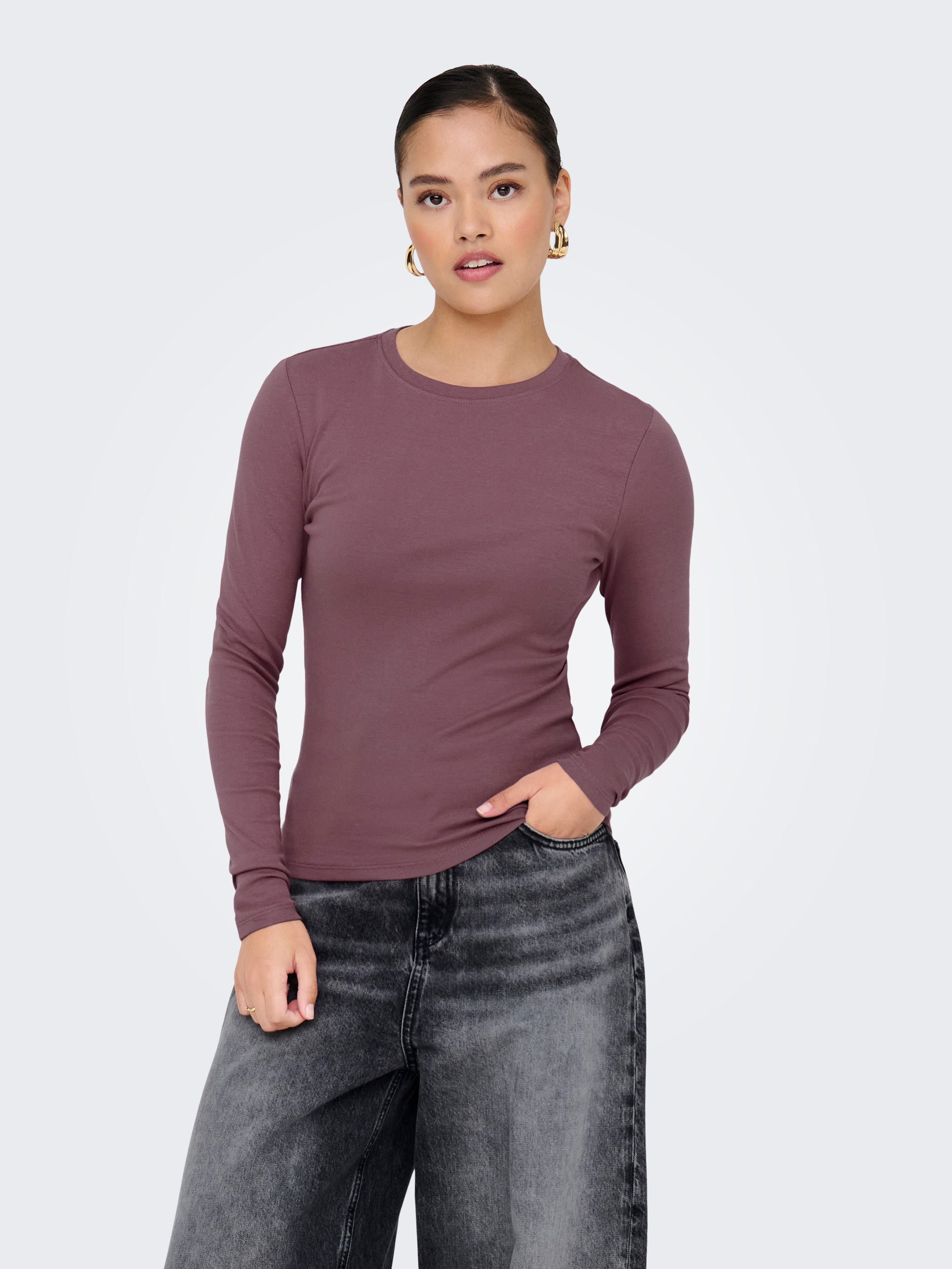ONLY Langarmshirt ONLRILEY O-NECK L/S TOP günstig online kaufen