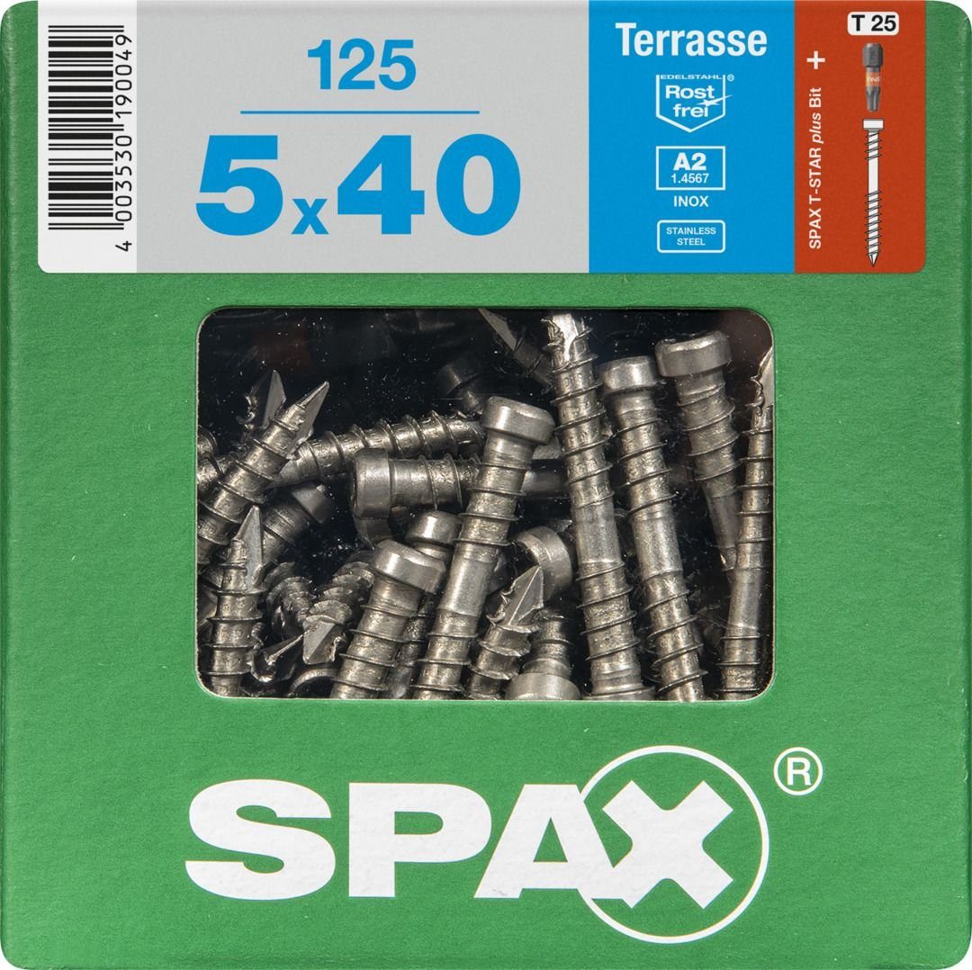 40 125 SPAX x mm Terrassenschrauben 5.0 - Terrassenschraube 25 TX Spax