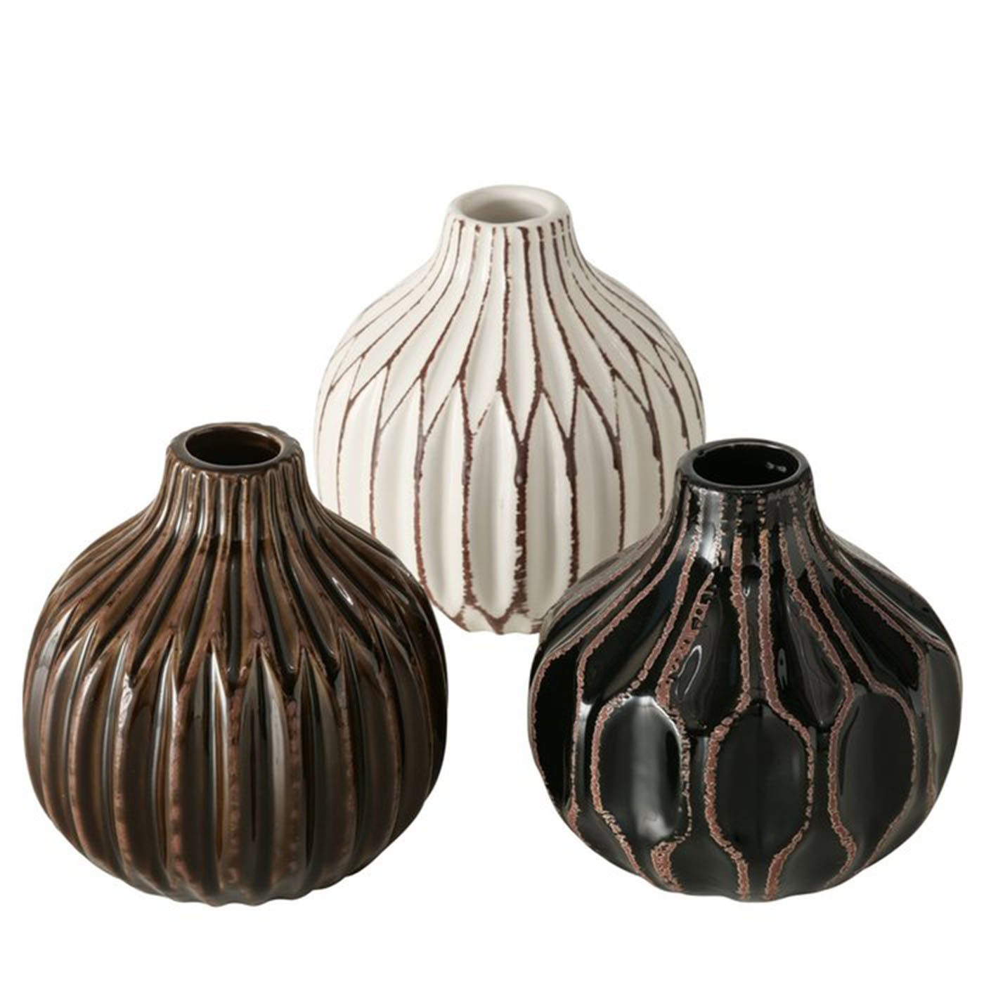 BOLTZE Dekovase Vase im 3er Set im Shabby Chic Look aus Keramik Blumenvase Schwarz. € 24,95