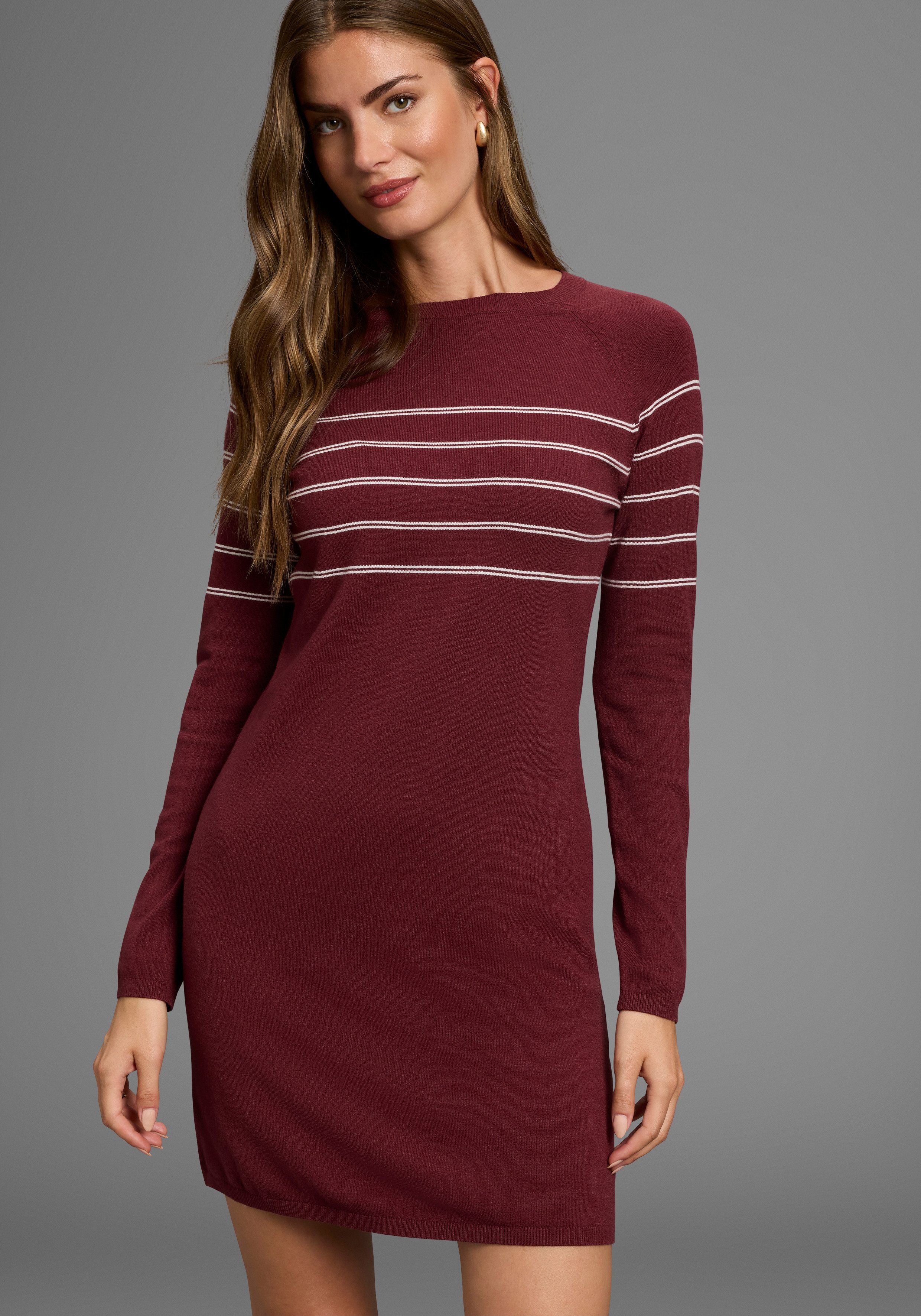 Laura Scott Strickkleid in figurnaher Form mit Zierstreifen günstig online kaufen