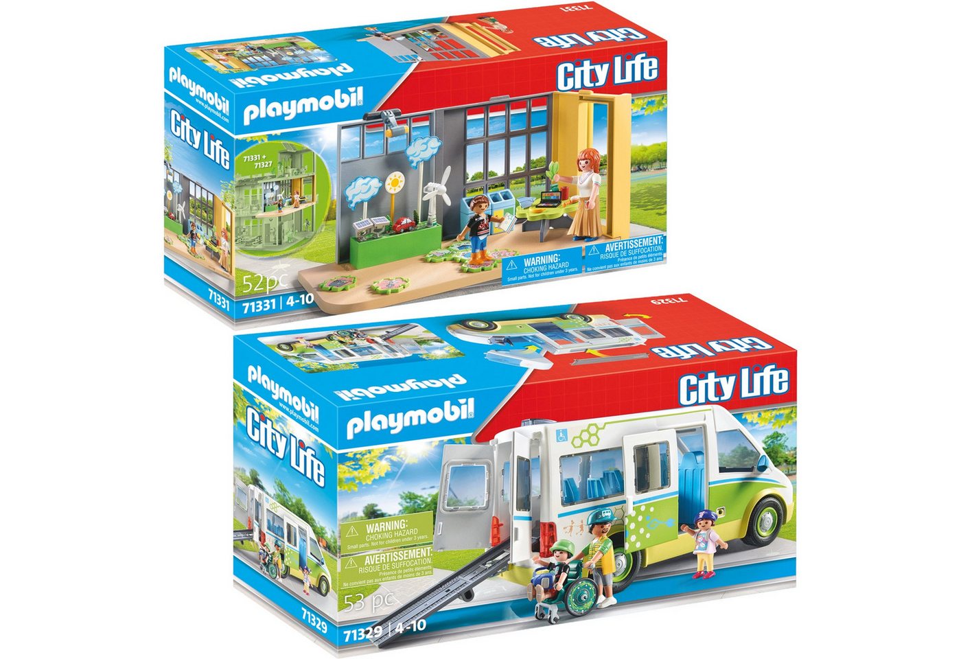 Playmobil® 71329-31 2er-Set Schulbus + Klimakunde Konstruktions-Spielset