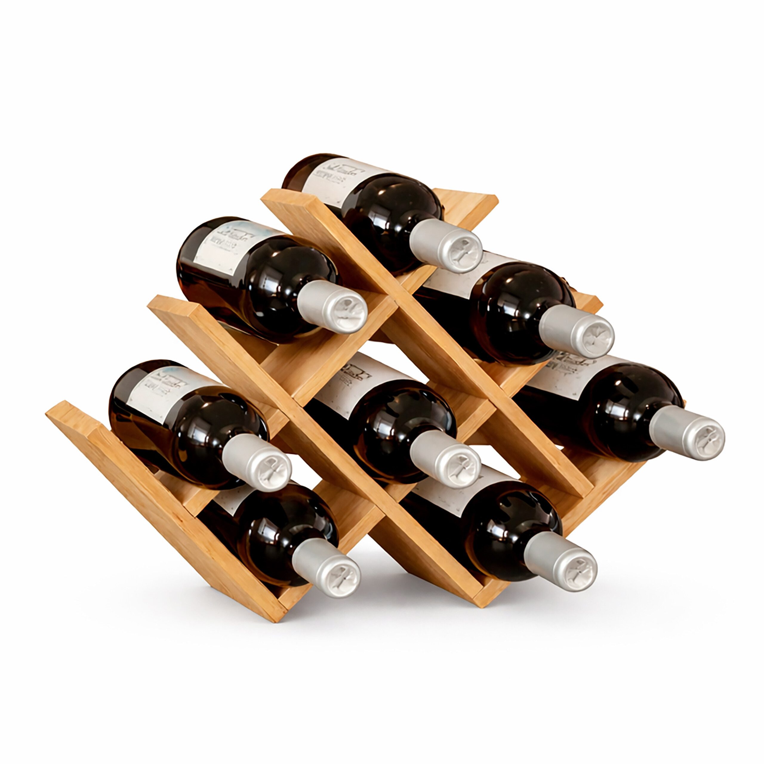 relaxdays Weinregal aus Bambus für 8 Flaschen, 1-tlg., natur