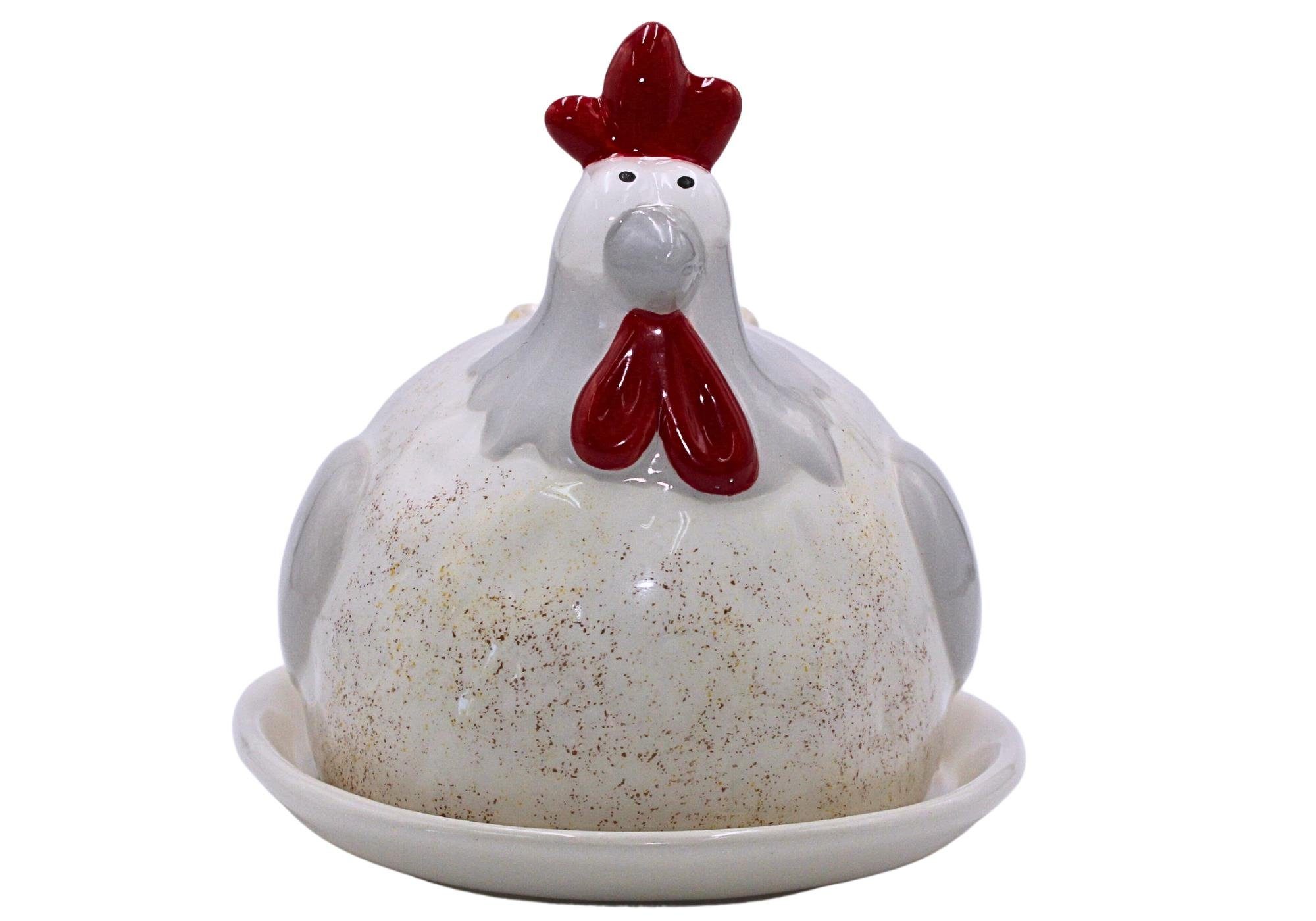 Dekohelden24 Butterglocke Keramik Butterdose / Butterglocke als Huhn, ca. 15,6 x 12,8 x 10,5 cm.,(1-tlg)