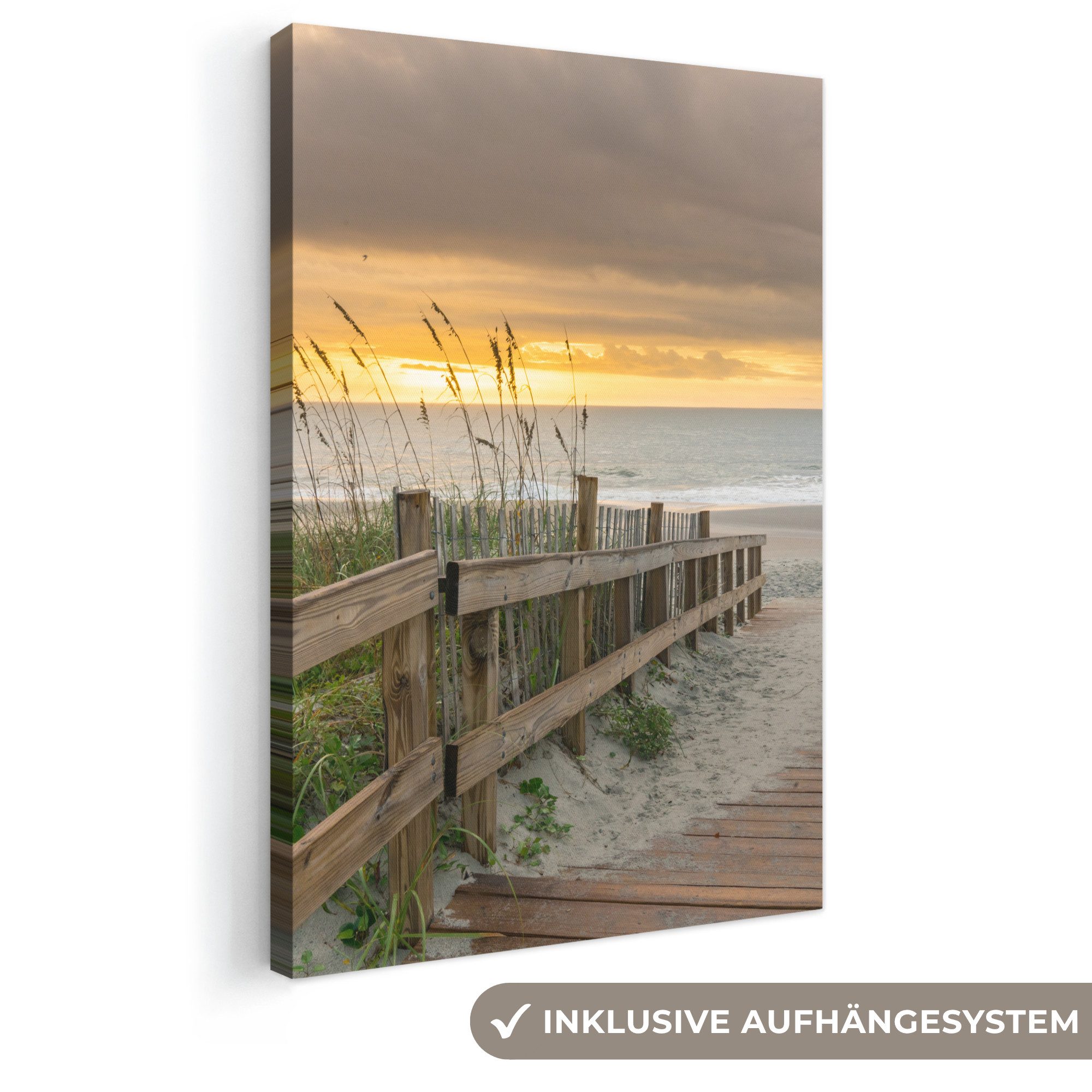 OneMillionCanvasses® Leinwandbild Strand - Meer - Düne - Weg, Fotodruck (1 St), Leinwand Canvas Wandbild, Wanddekoration 20x30 cm