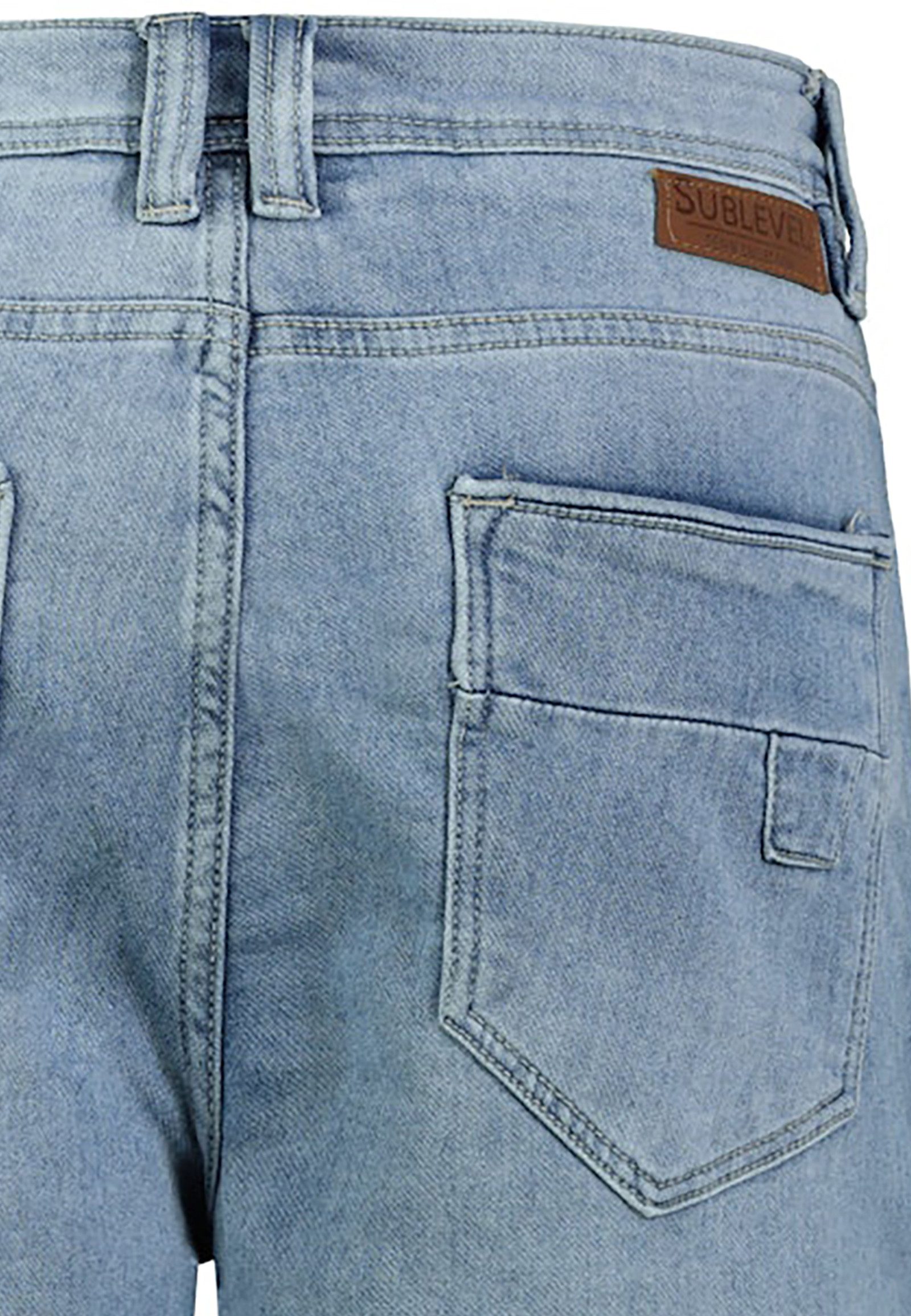 SUBLEVEL Jeansshorts Bequemer Schnitt Umschlag Klassischer für Herren (1-tlg) Baumwolle Normal Fit Einfarbig atmungsaktiv Reißverschluss – Bild 5 von 5